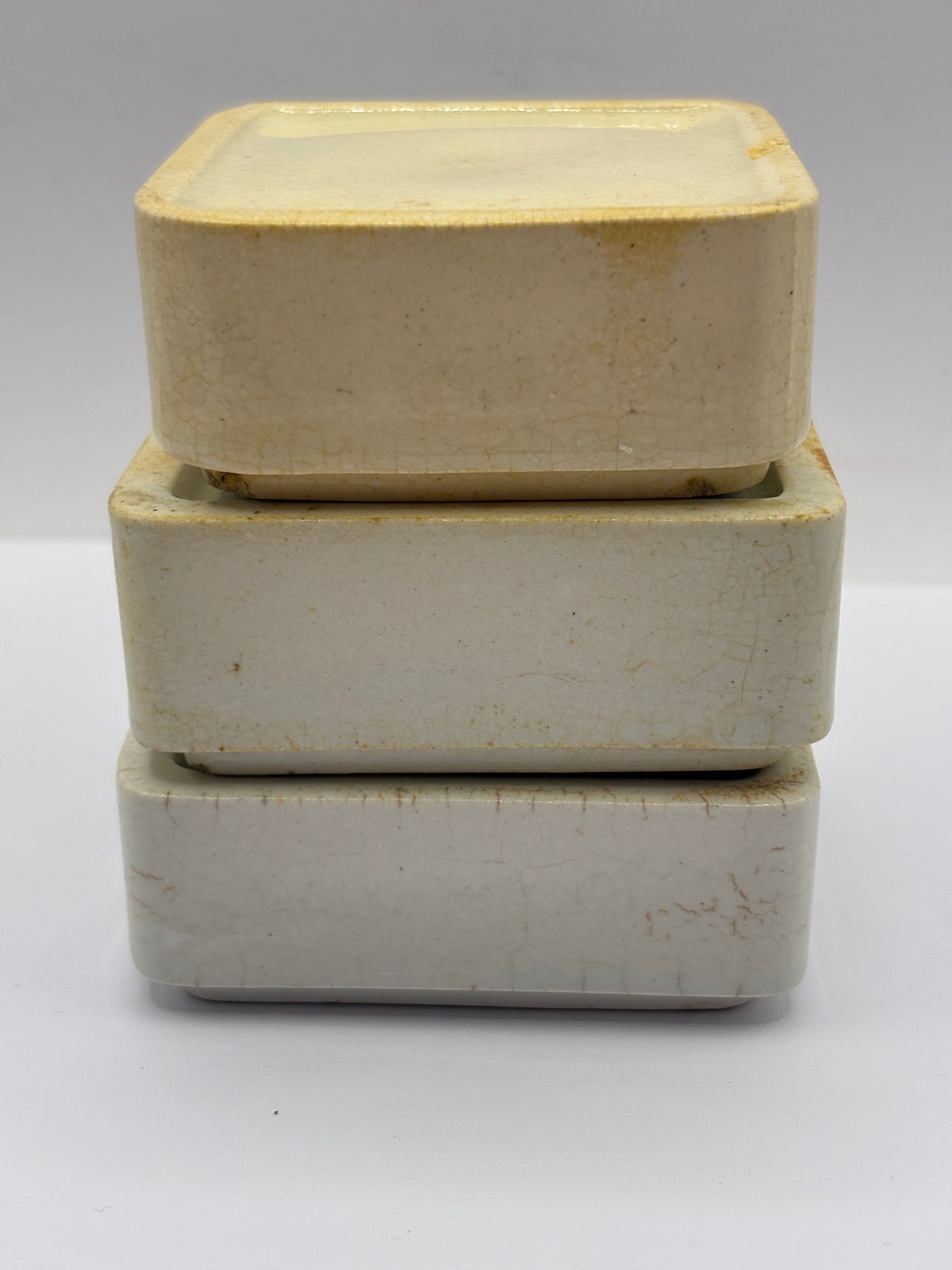 3 old pot lid bases, stackers
