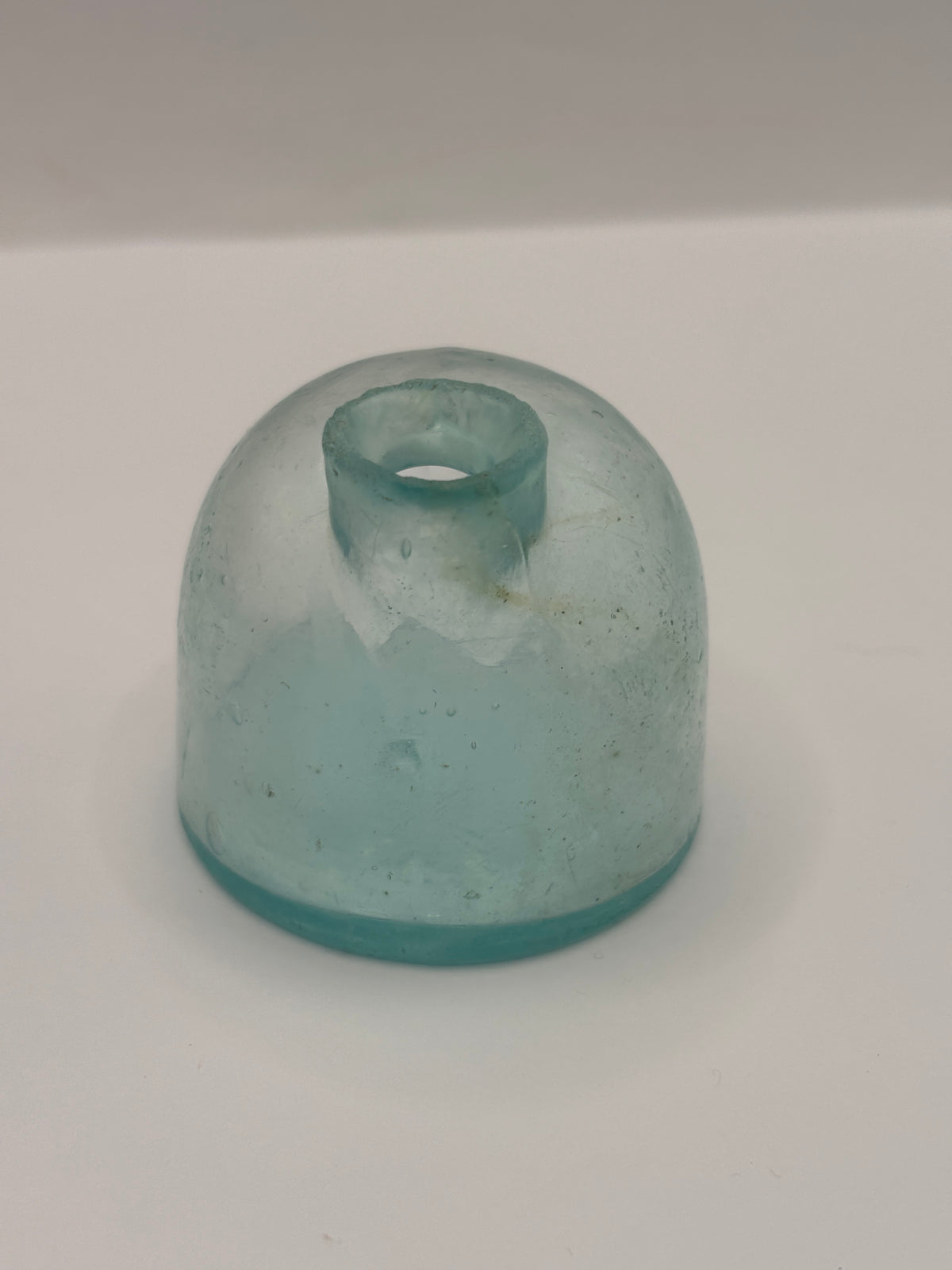 Old aqua glass igloo ink, swirly glass