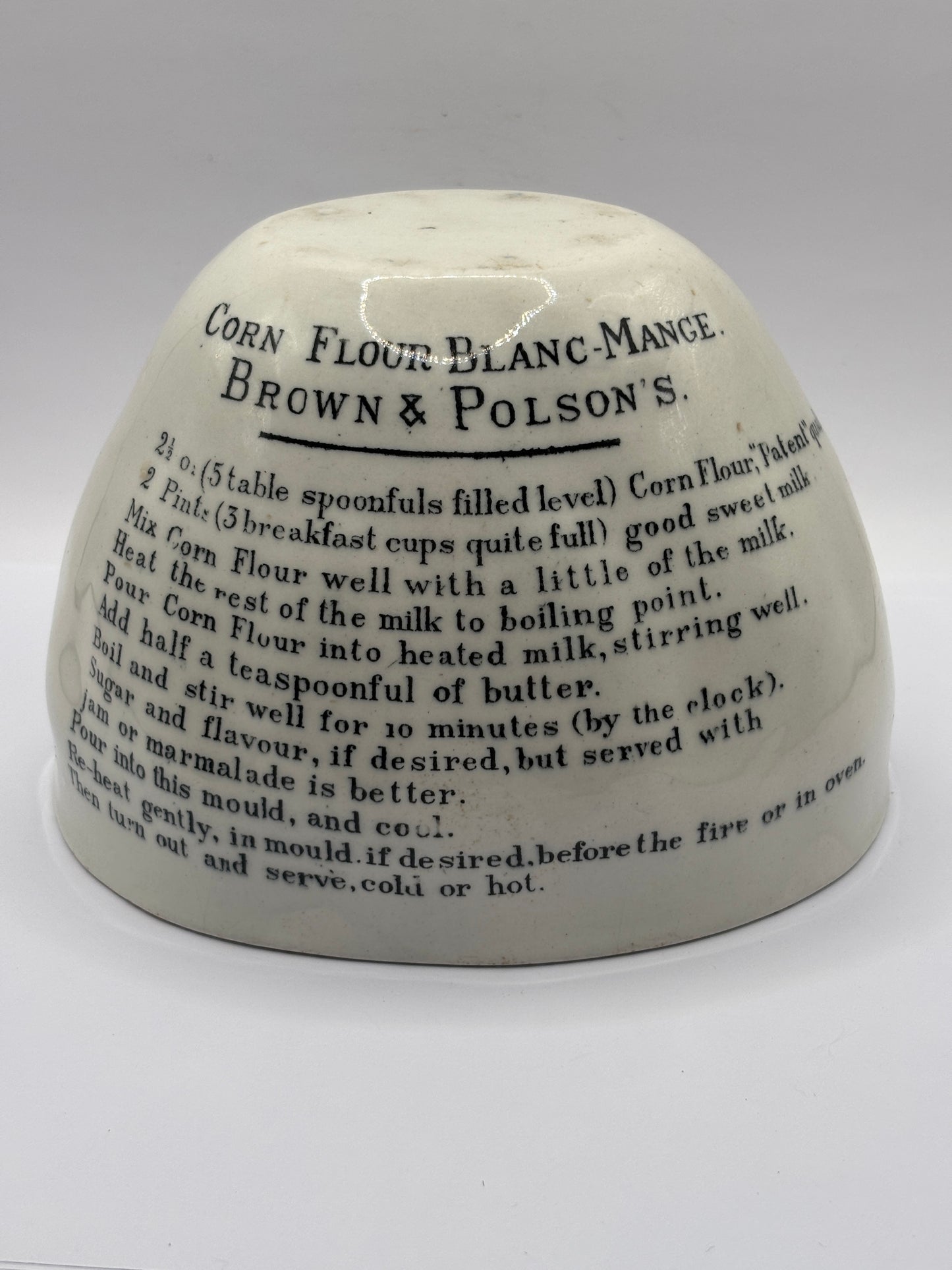 Old advertising blanc mange, Brown & Polsons, mould