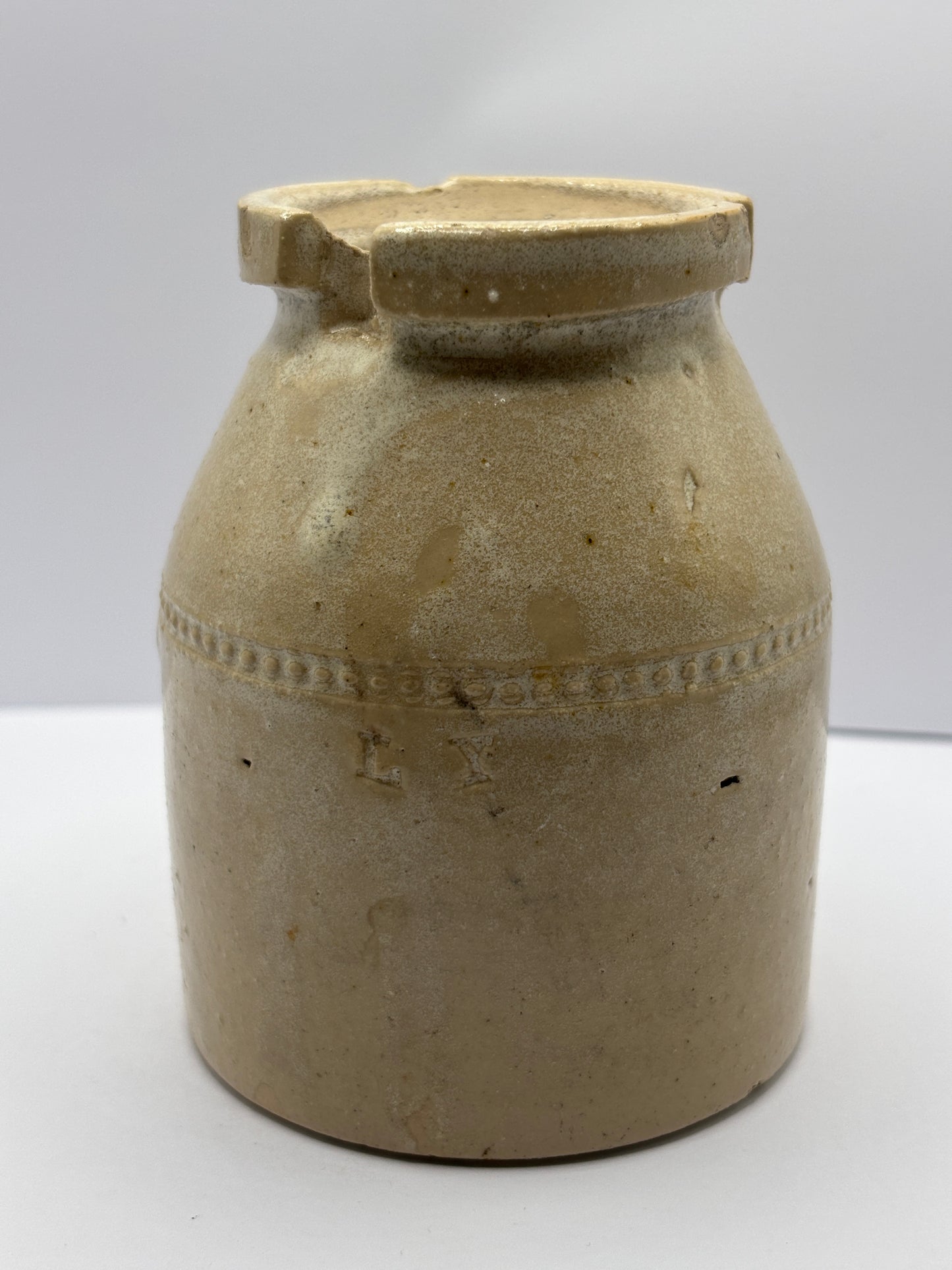 Old plain stoneware caviar pot