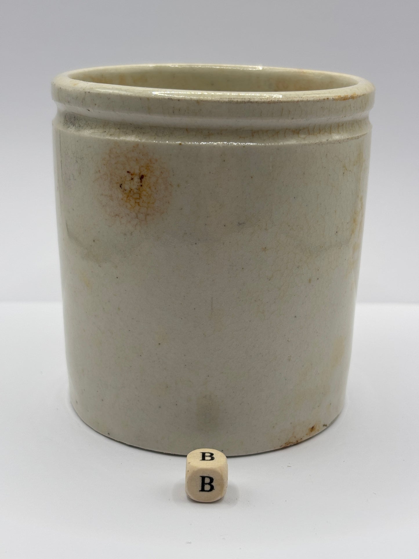 Old stained & crazed marmalade jar (B)