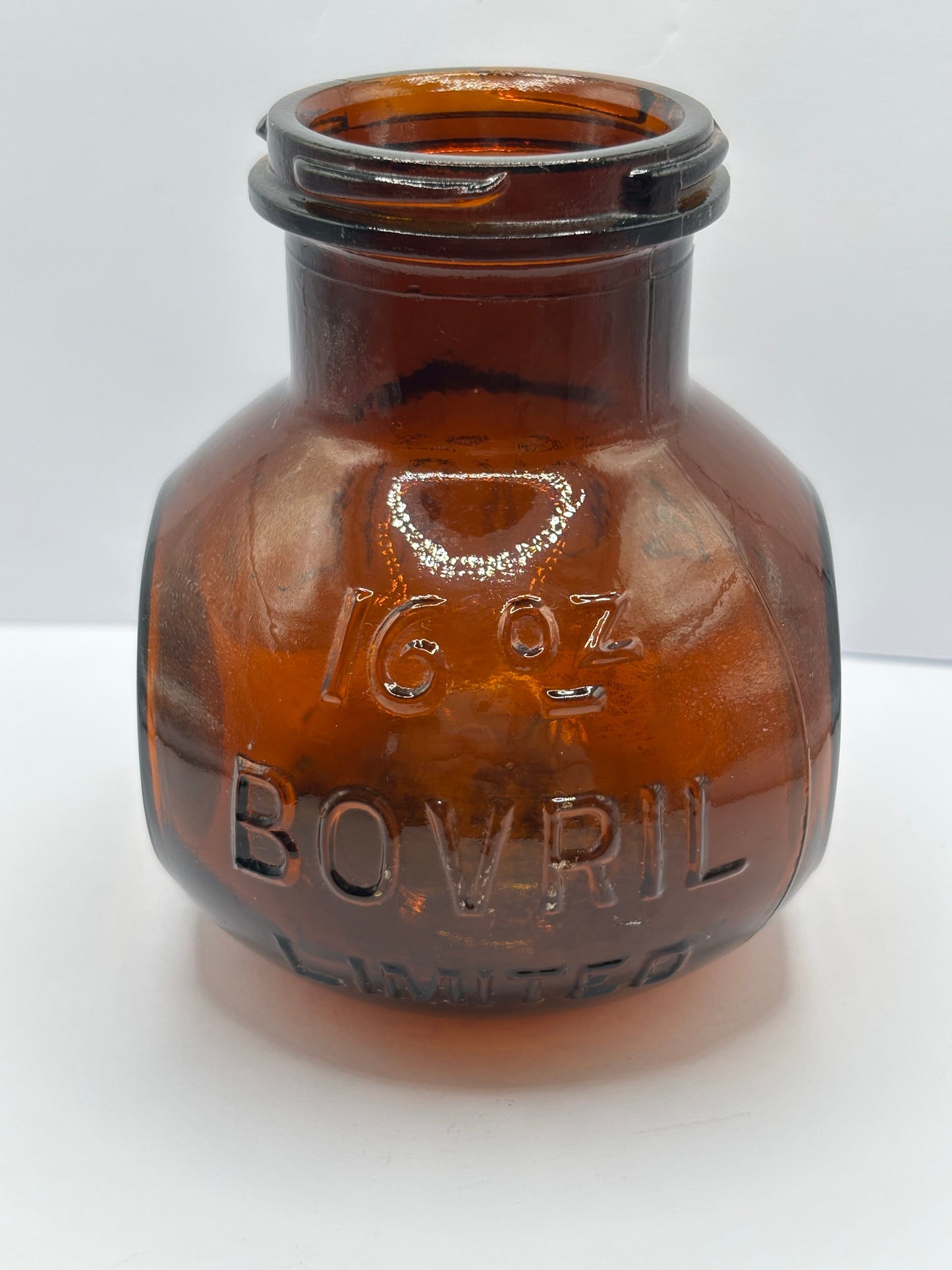 Old 16Oz amber glass Bovril jar