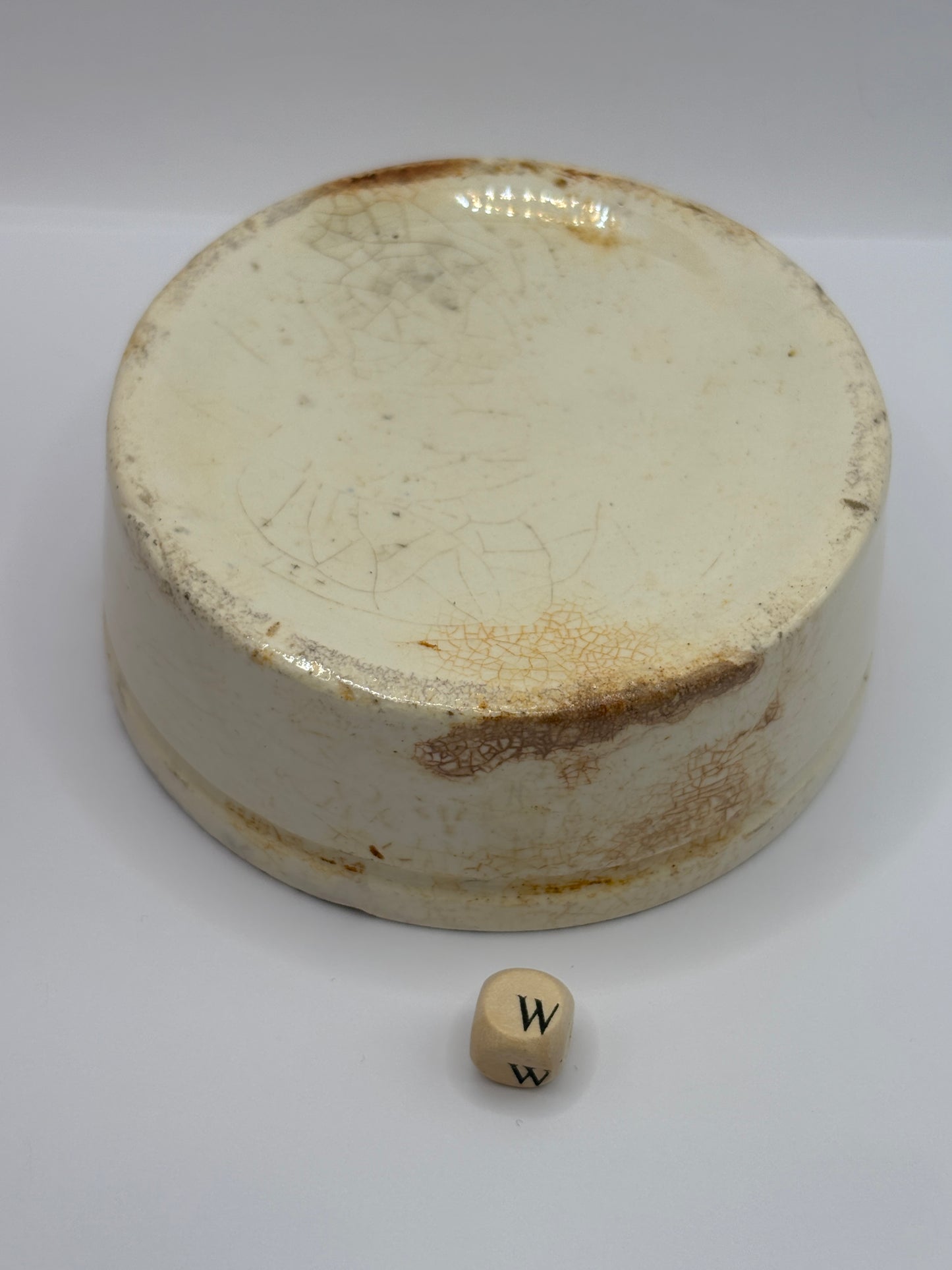 Old plain stoneware meat paste pot, potted meat (w)