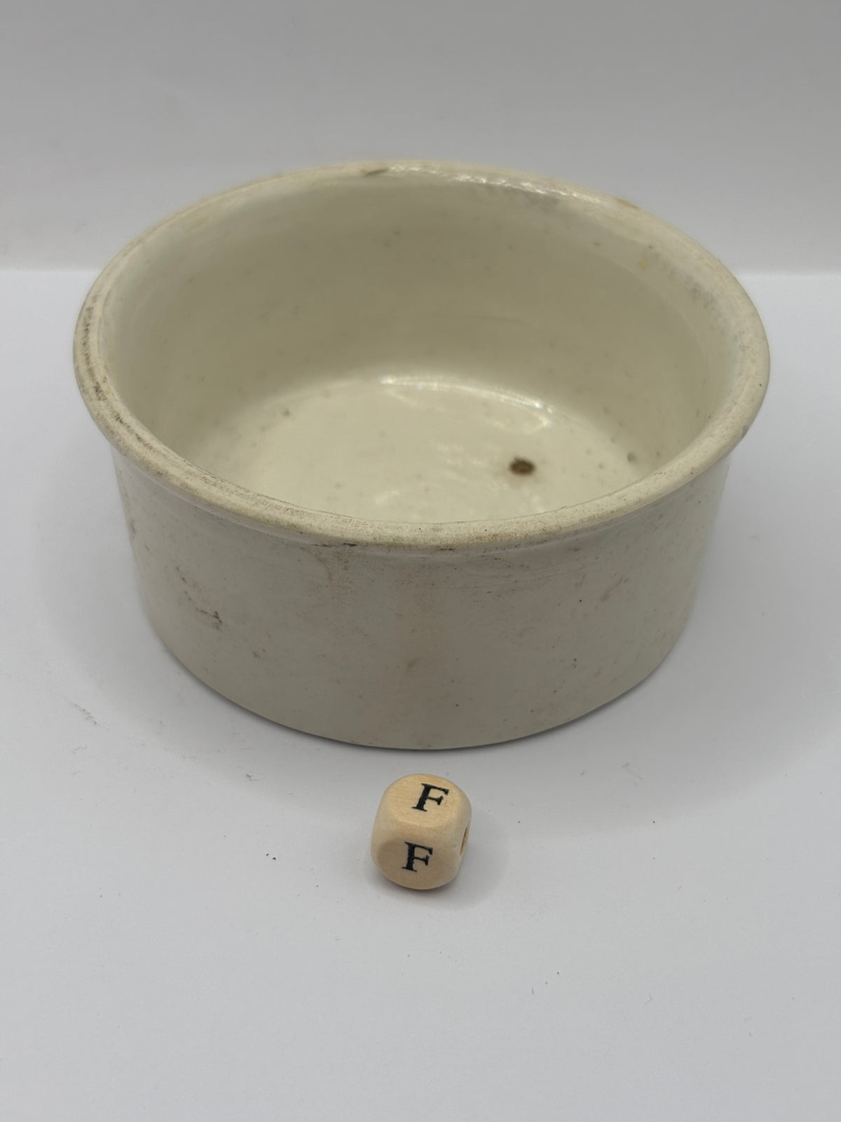 Old advertising meat paste pot, Plumtree home potted meats (f)