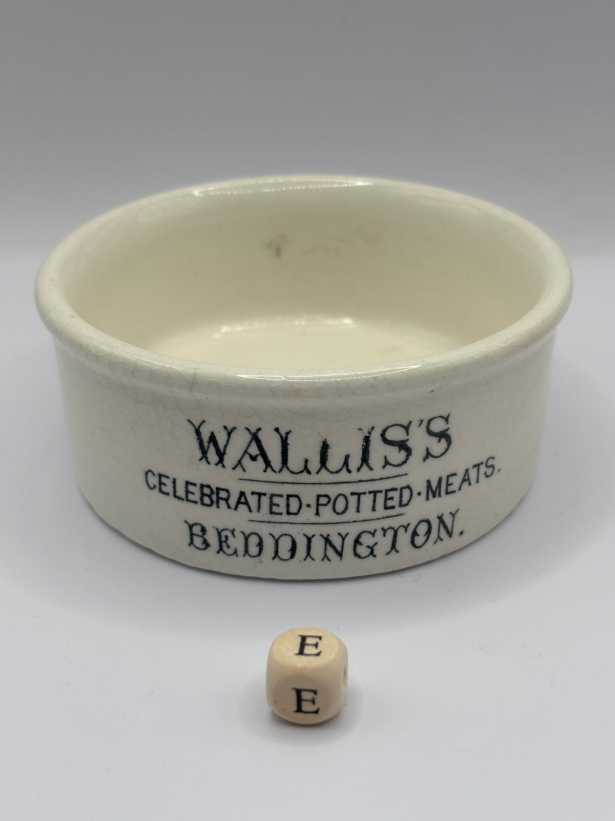 Old advertising meat paste pot, Wallis’s celebrated potted meats (E)