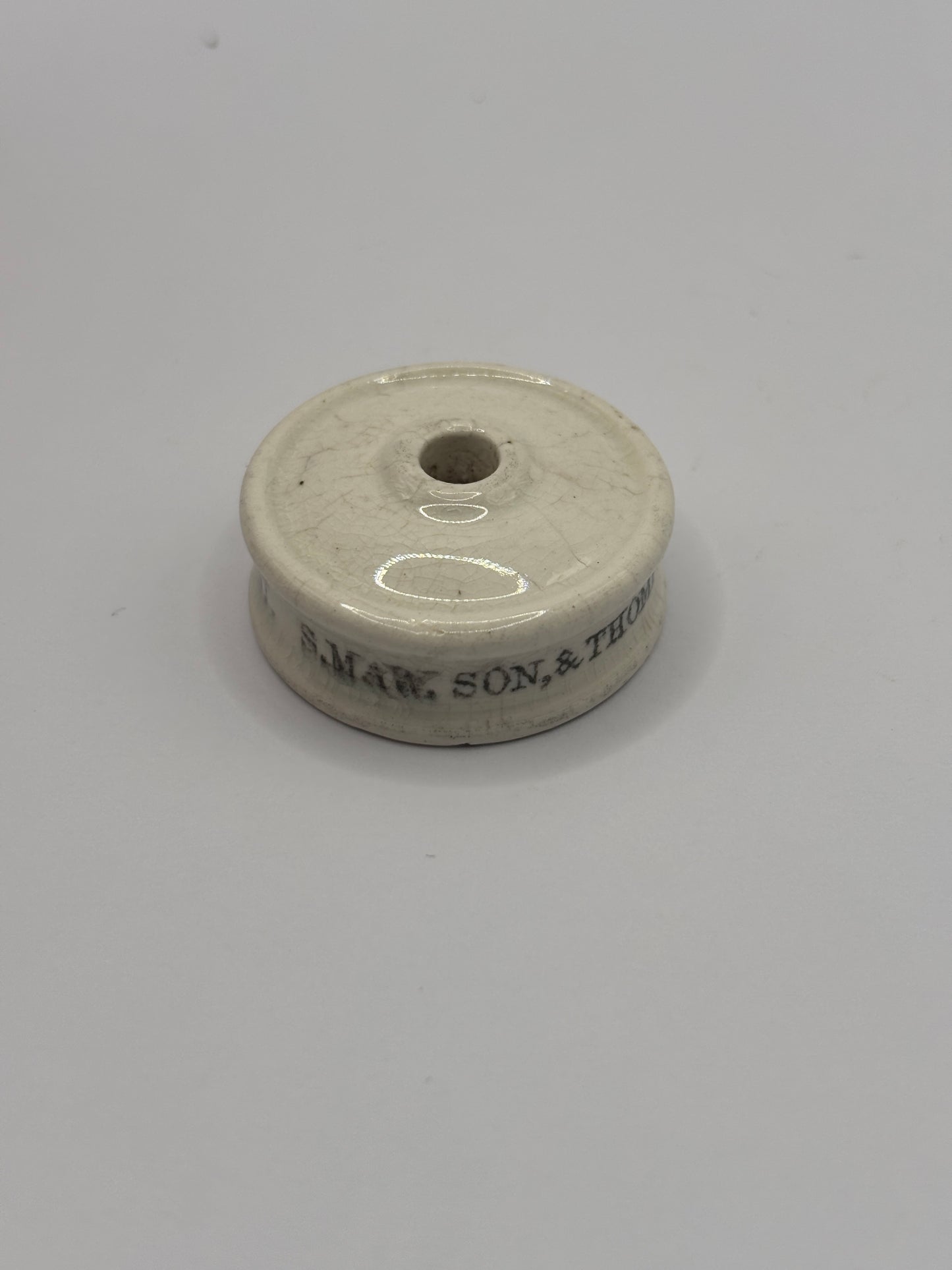 Old early advertising baby feeder lid, S.maw son & thompson feeding lid