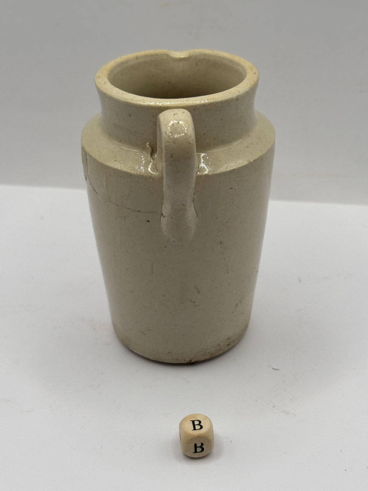 Old white stoneware cream jug (B)