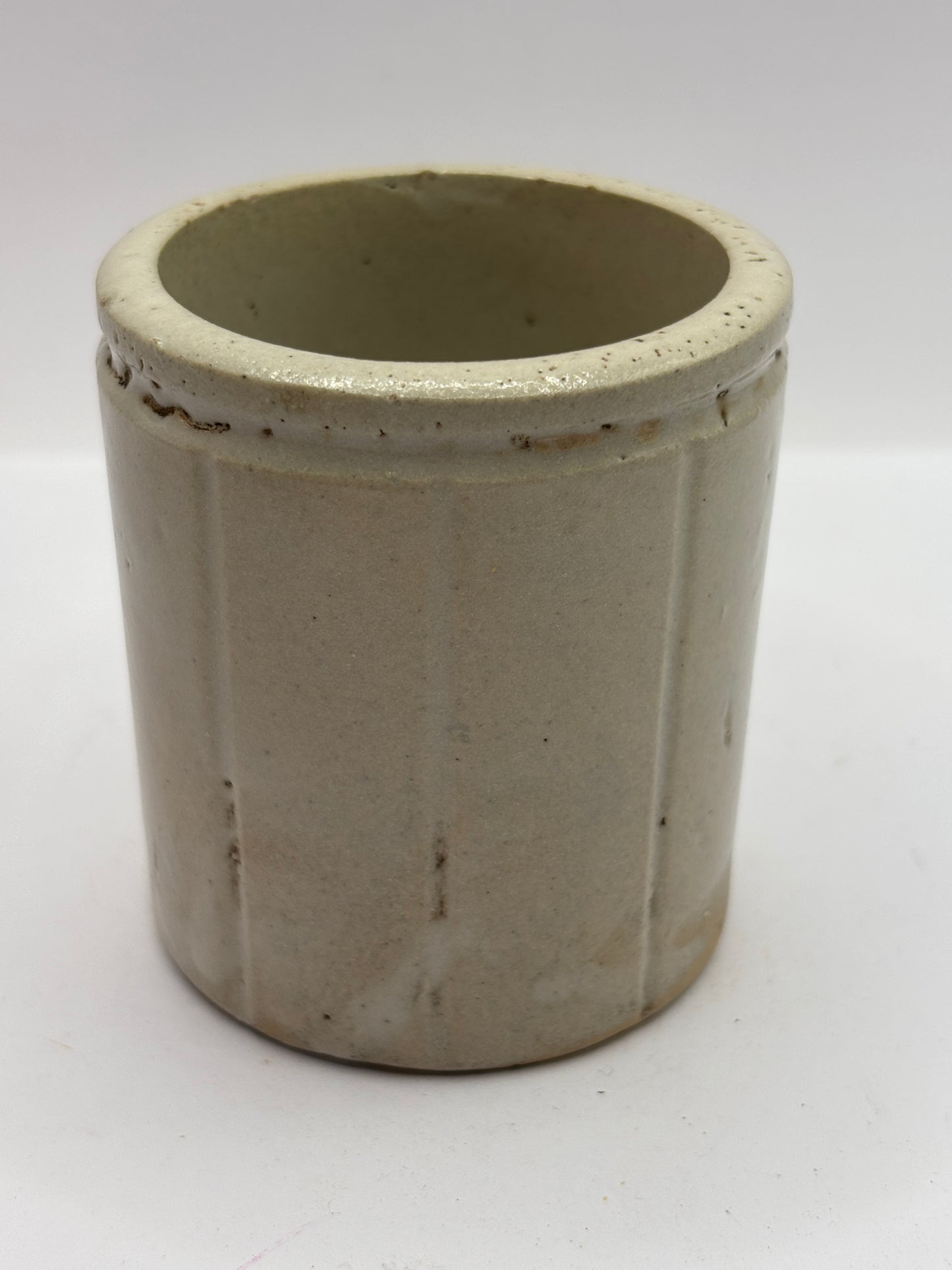 Old small ribbed stoneware jam pot