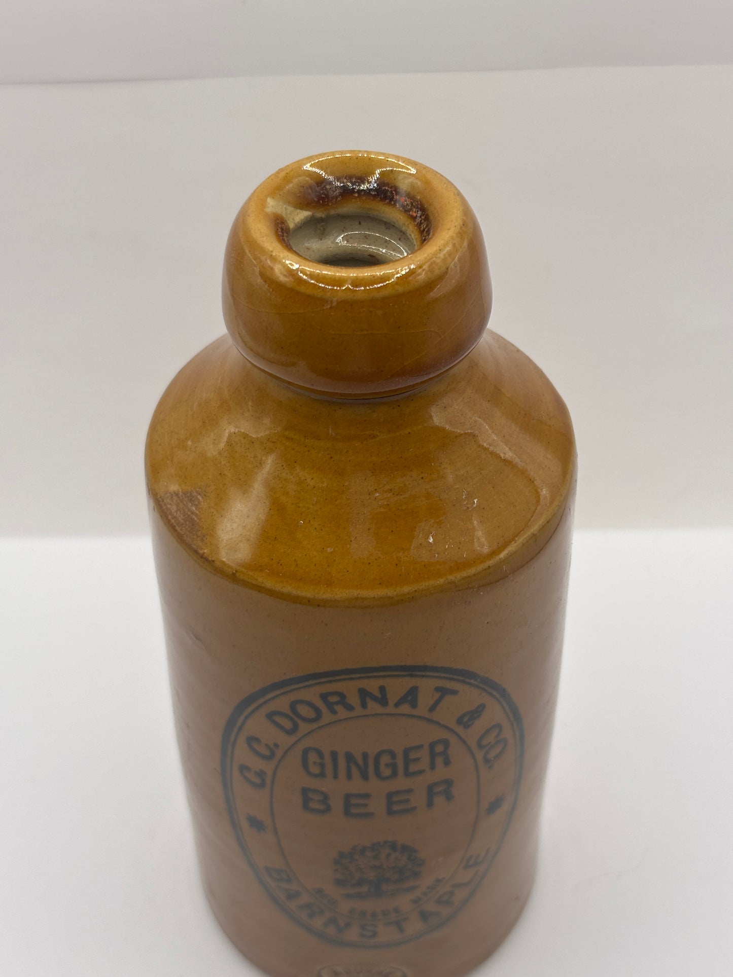 Old stoneware ginger beer bottle, CC Dornat & co, Barnstaple