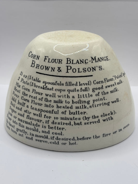 Old advertising Blanc mange mould, Cornflower blanc mange. Brown & Polsons