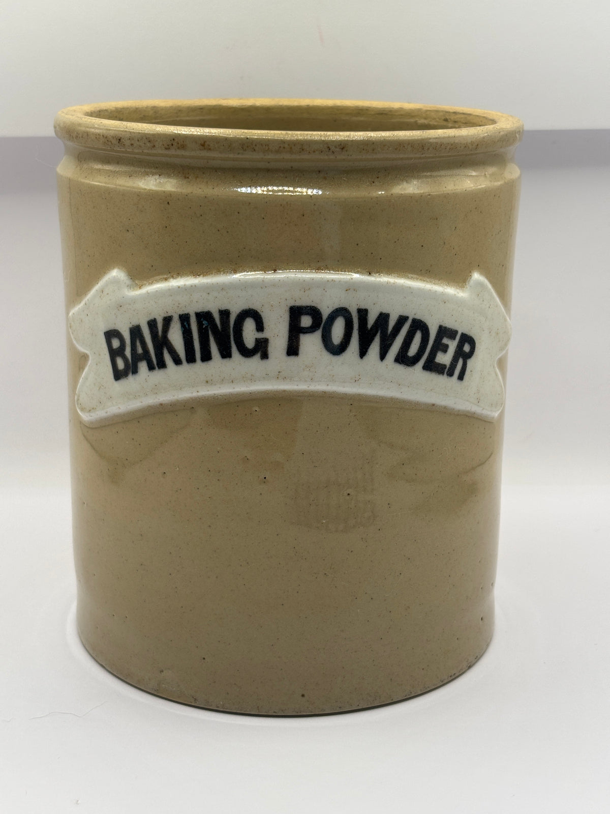 Old stoneware Baking powder jar
