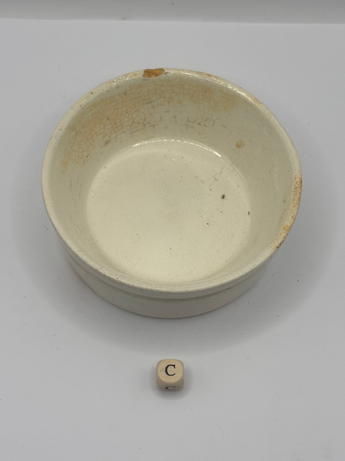 Old plain stoneware meat paste pot, potted meat (c)