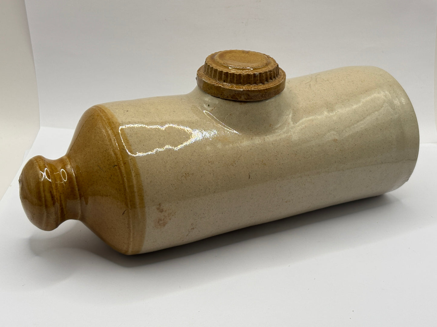 Old stoneware bed warmer/ foot warmer