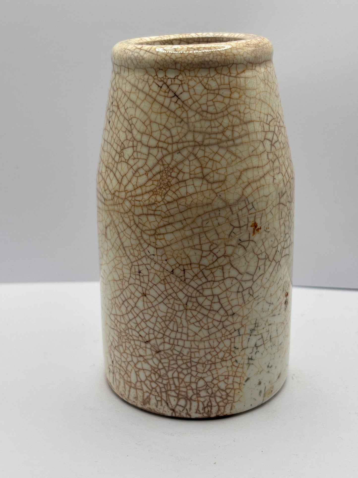 old stoneware cream pot, jug, creamer. Stained & crazed