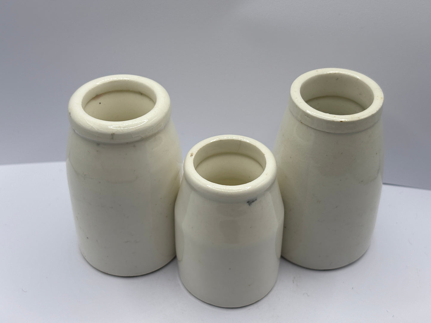 3 old stoneware cream pots, jugs