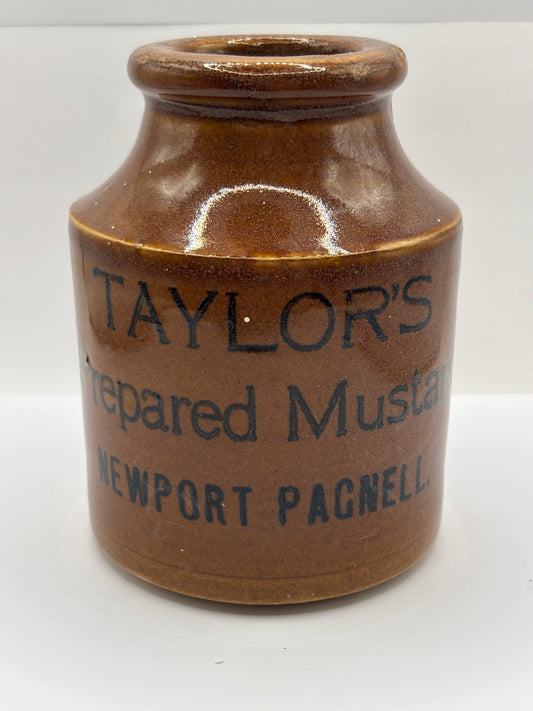 Old large advertising jar, Taylors prepared mustard. 12.5cms