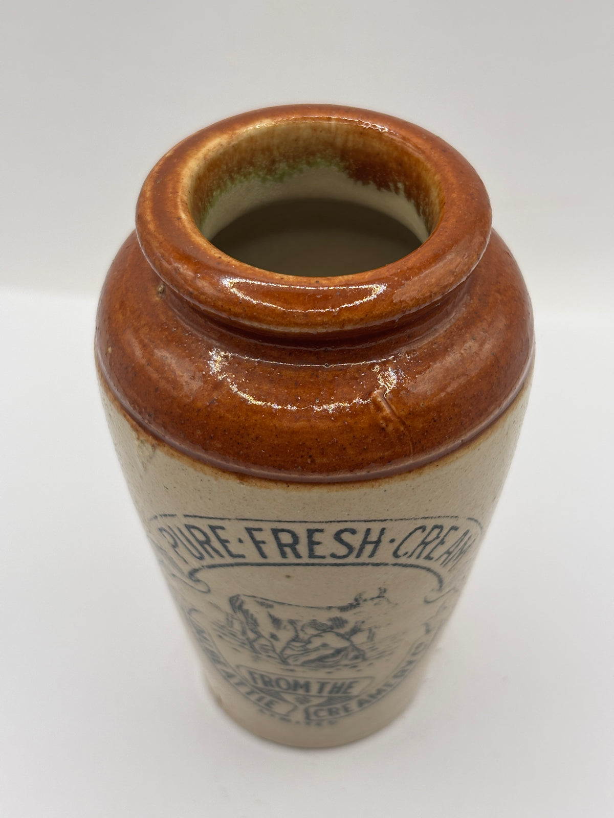 Old advertising cream pot, The Dalbeatie creamery, pure fresh cream