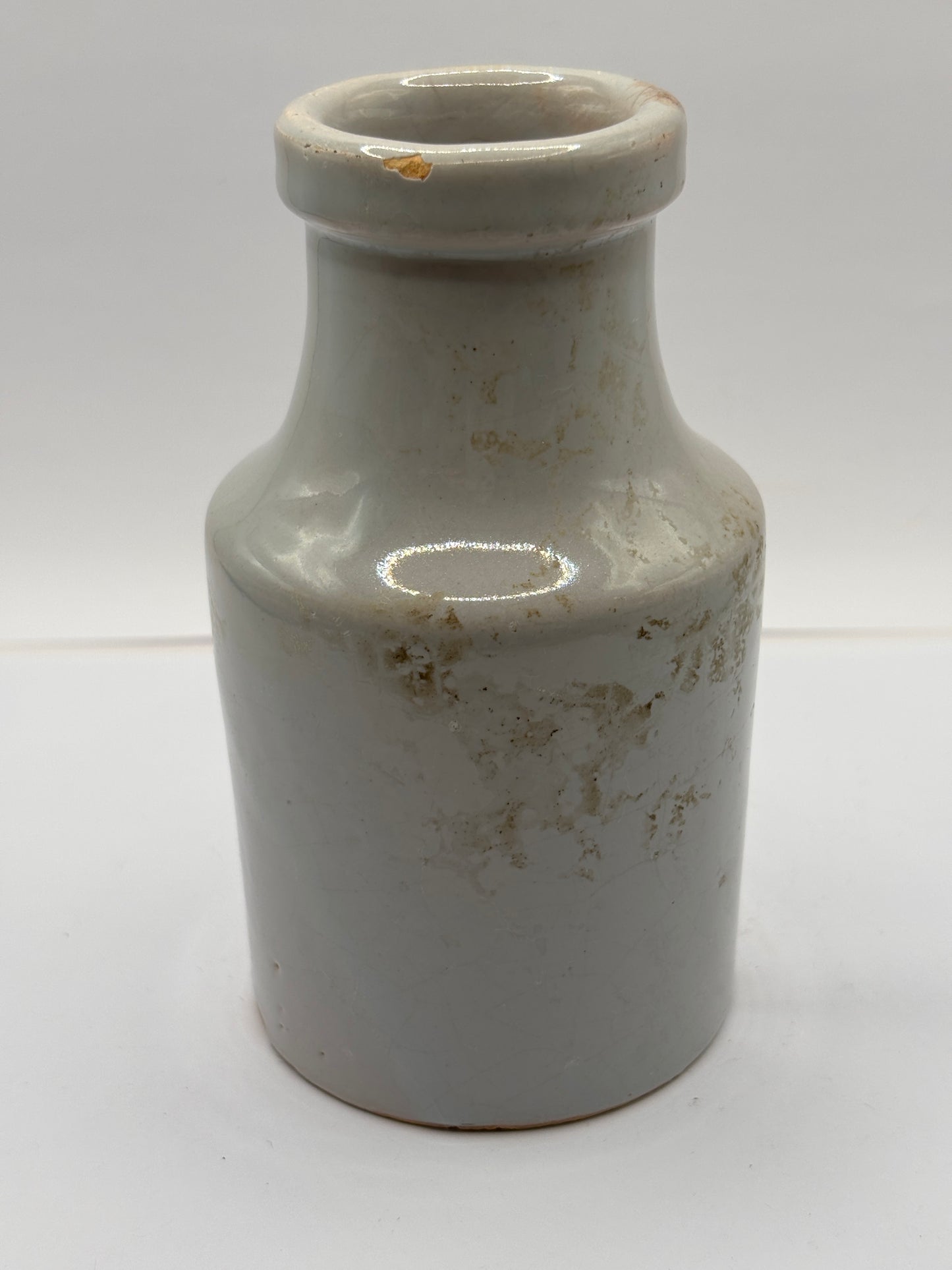 Old advertising french mustard jar, moutarde de maille. Repair