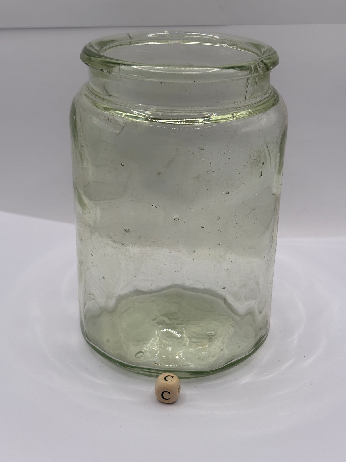 Old aqua glass pickle jar (c)
