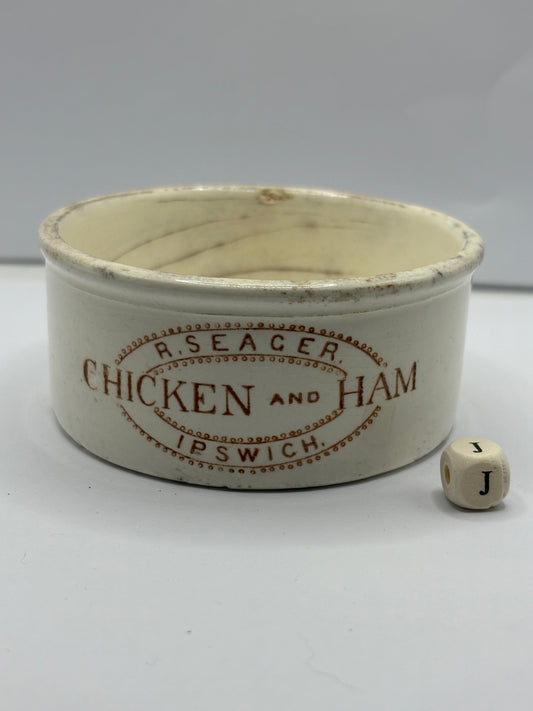 Chicken & ham advertising meat paste pot (J)