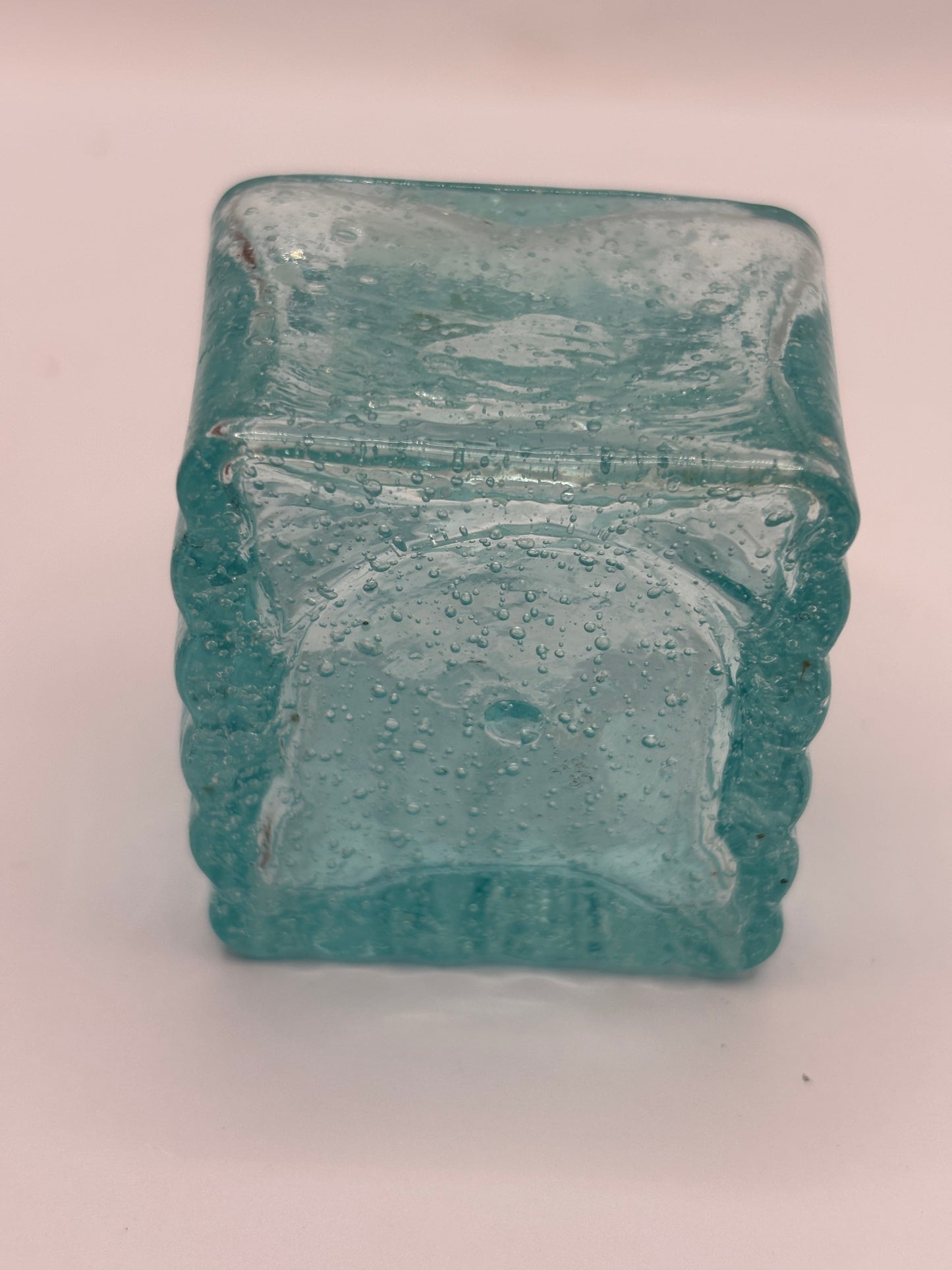 old aqua glass ink,inkwell, ink bottle. bubbly ink