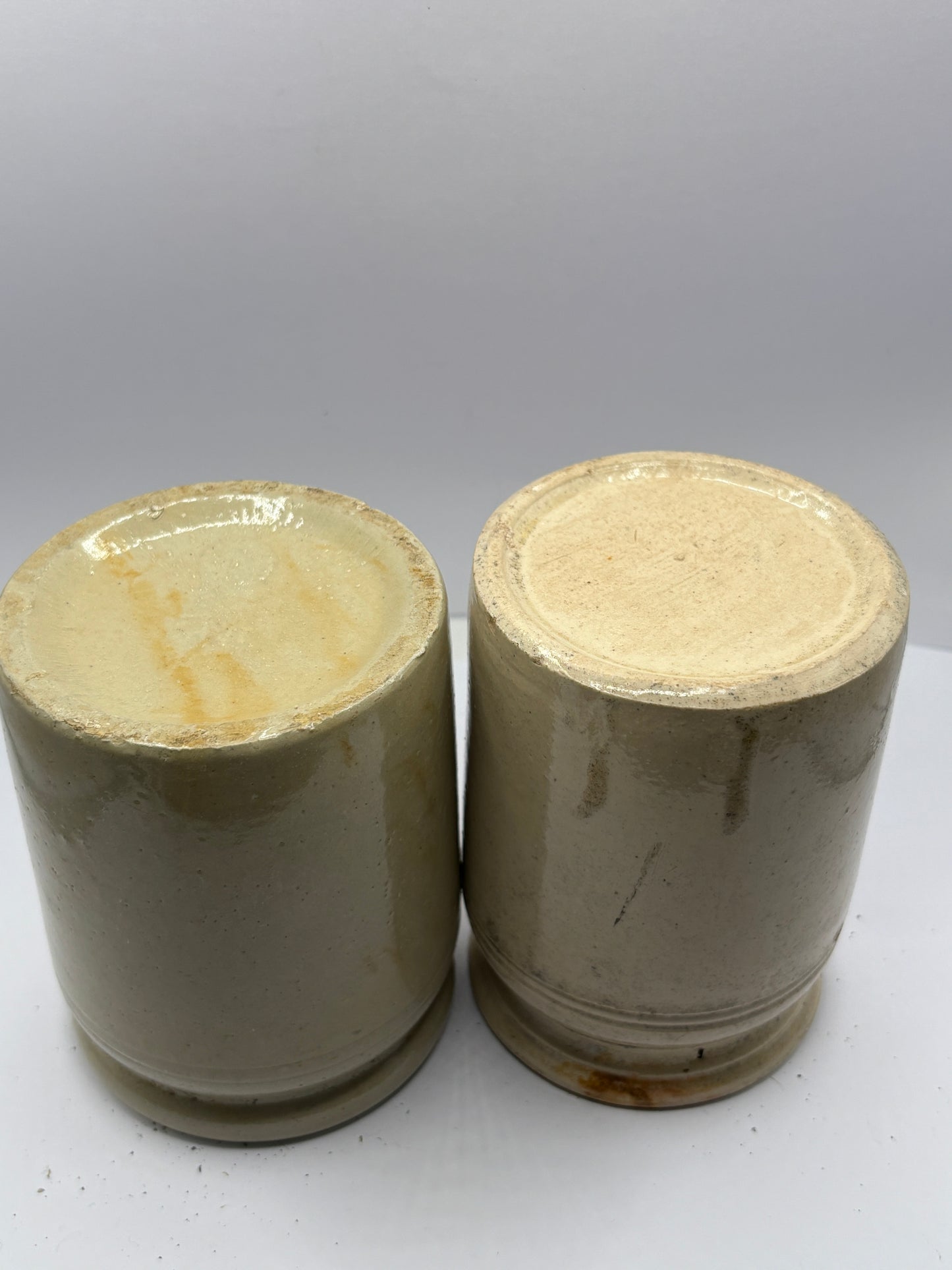 2 small rolled top stoneware marmalade pots & jars