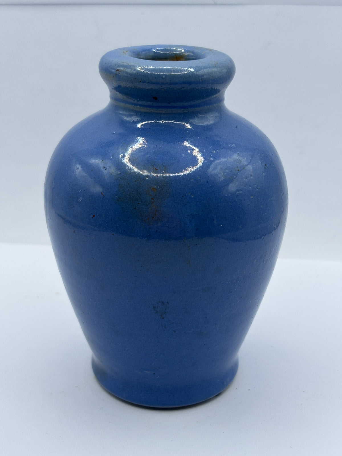 Old blue stoneware jar, Ronuk 11.5cms