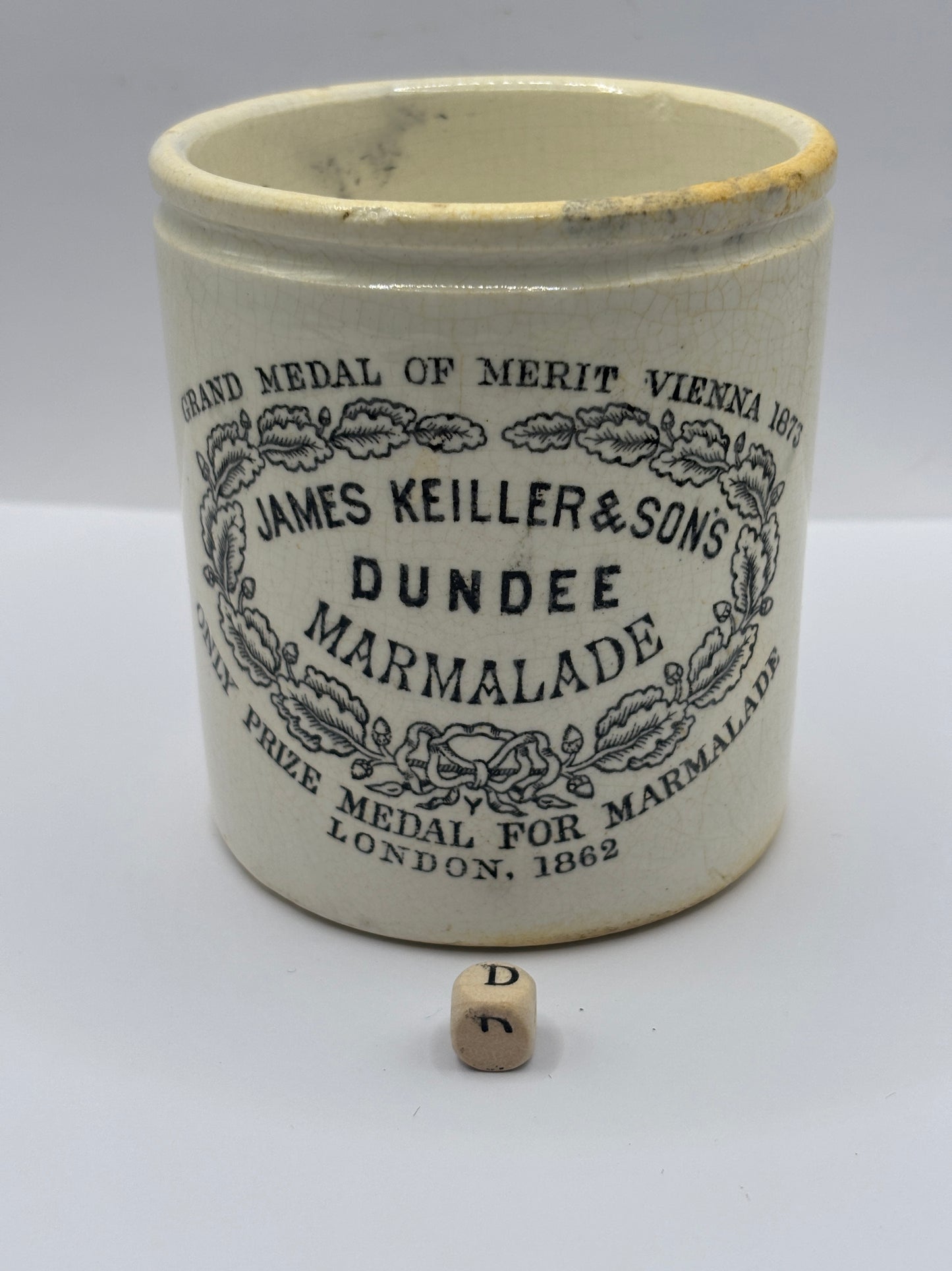 Old 1lb James Keiller Dundee marmalade Jar (D)