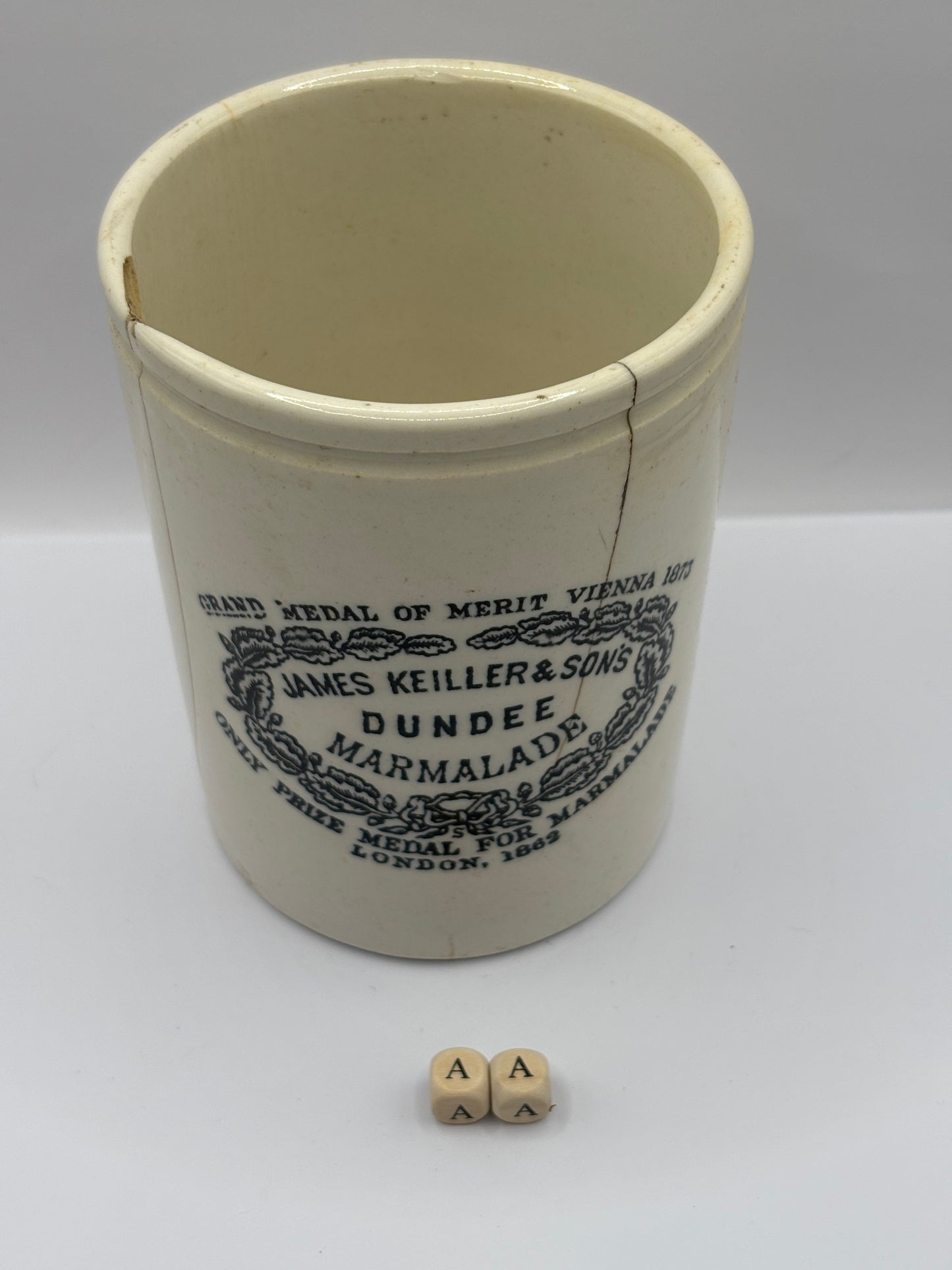 Old 2lb James Keiller Dundee marmalade Jar (aa) damaged