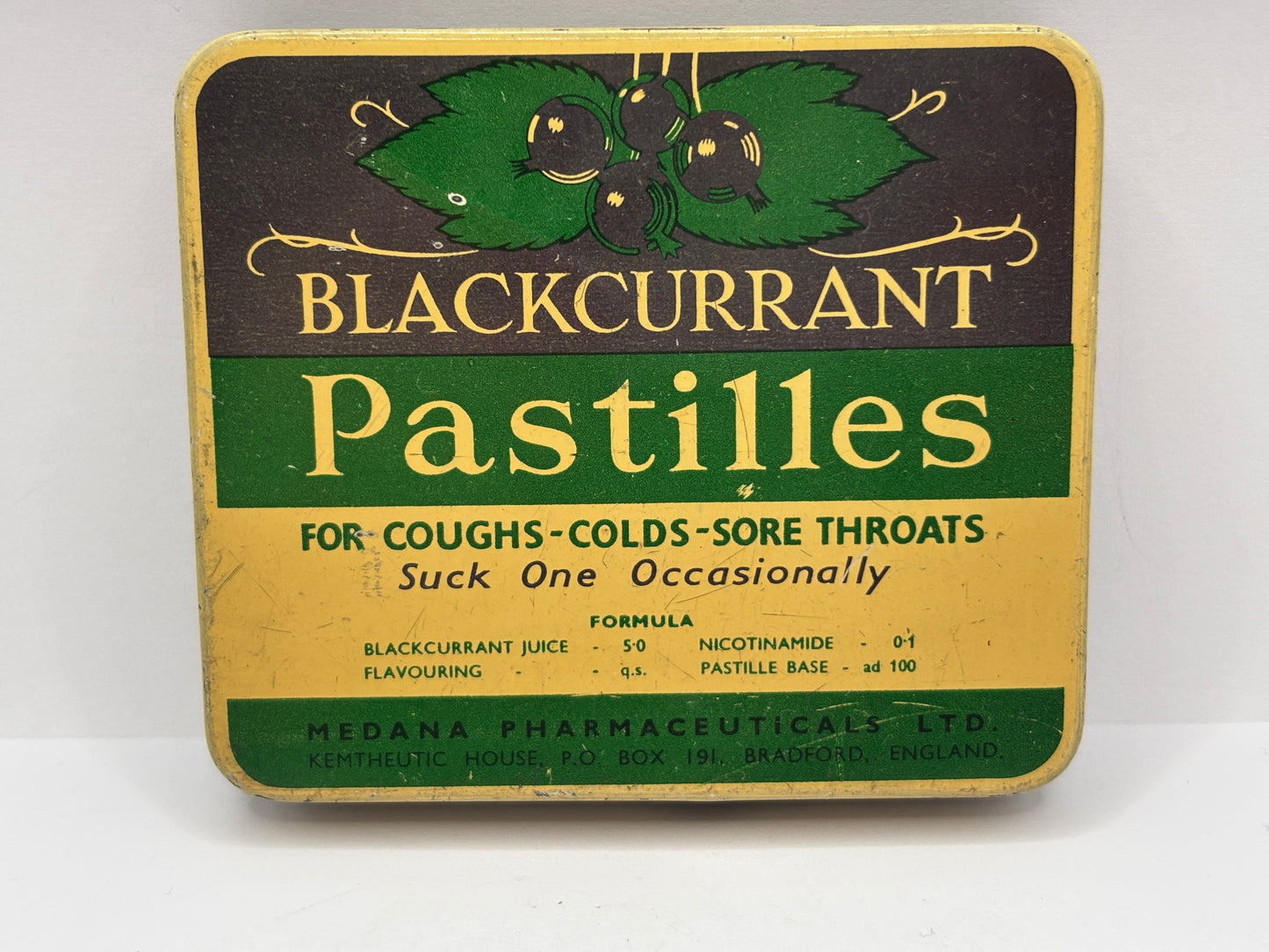 Old advertising tin, Blackcurrant pastilles
