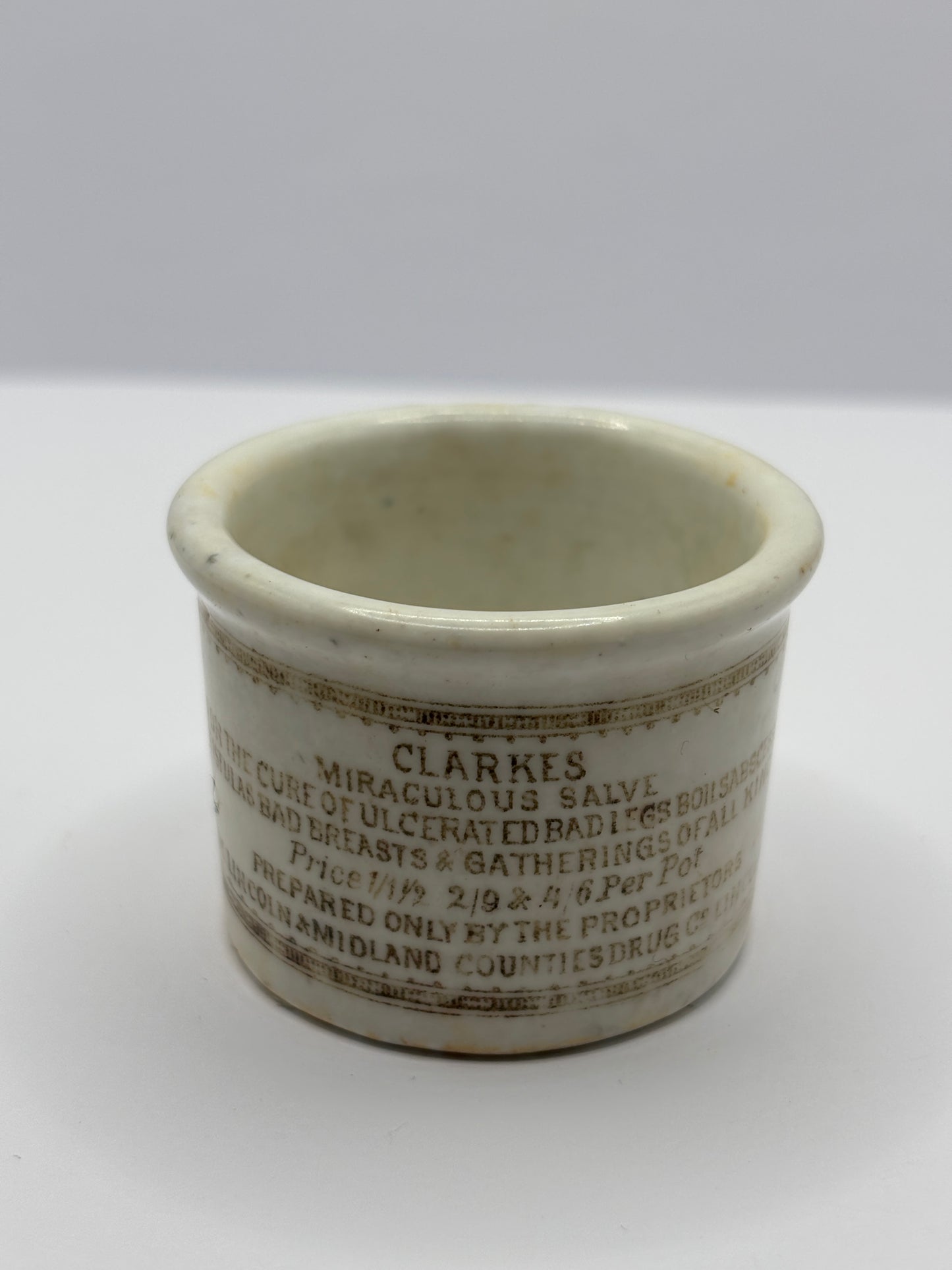 Old Clarke’s miraculous salve ointment pot