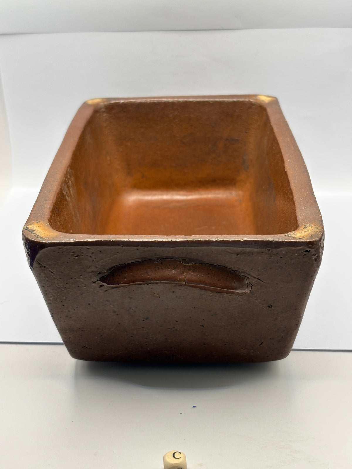 Old XL salt glaze stoneware pie dish (C)