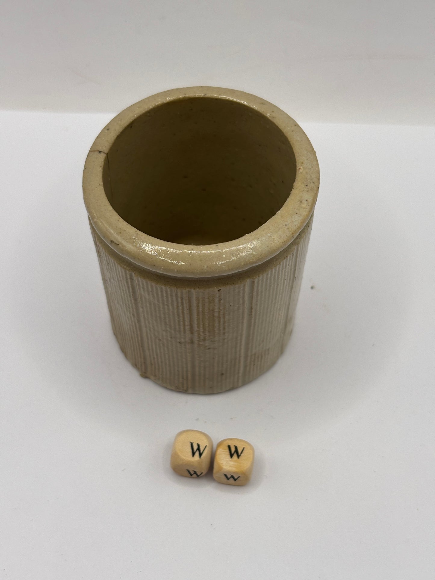 Old mini ribbed stoneware jam pot (ww)