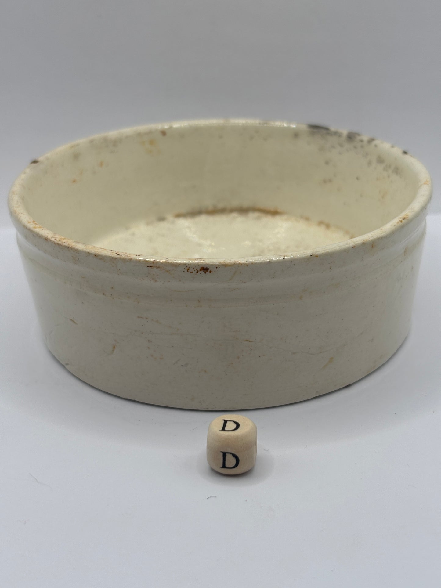 Old large plain stoneware meat paste pot, potted meat (D)