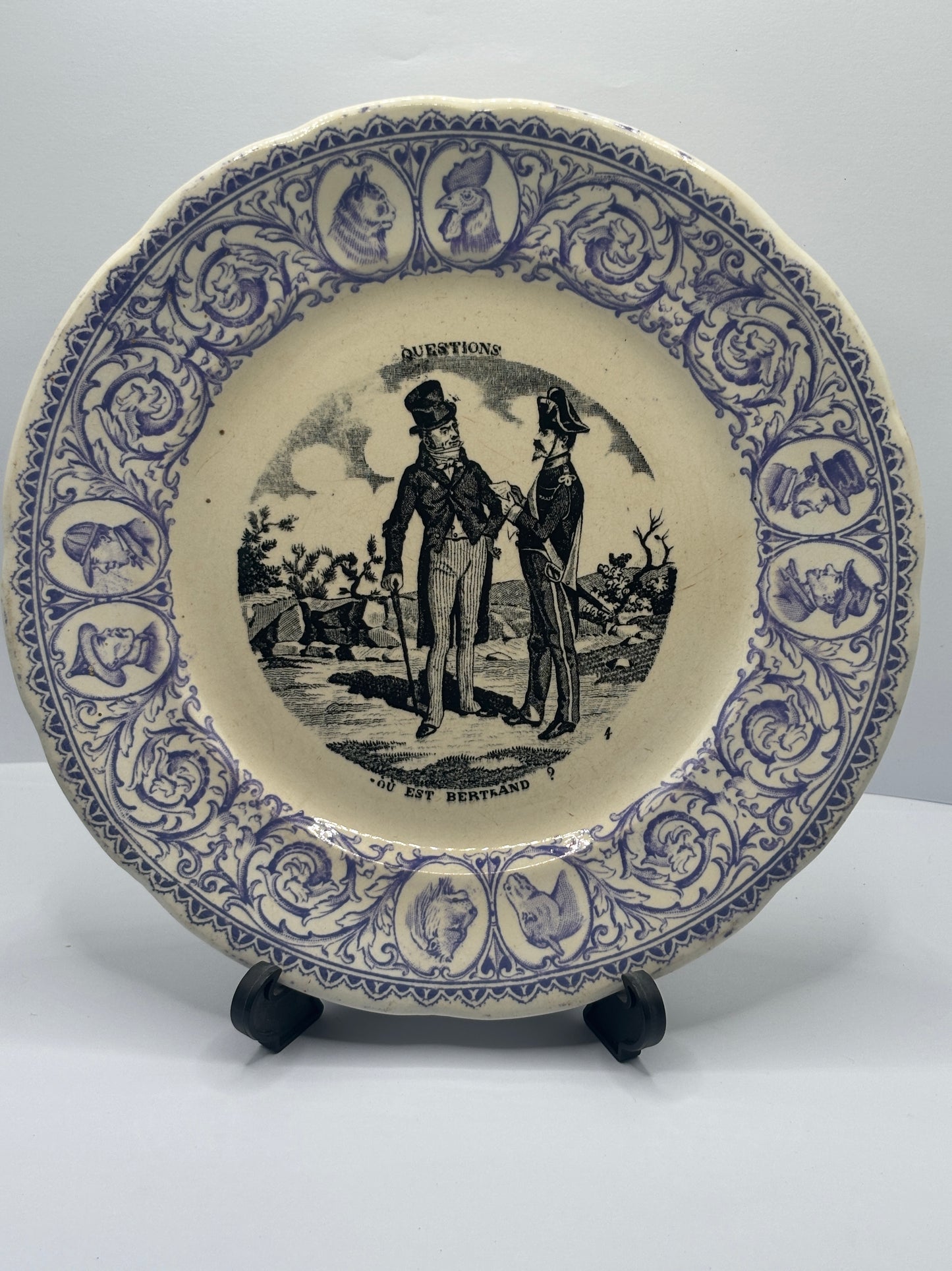 Antique french porcelain plate, mid 19th century