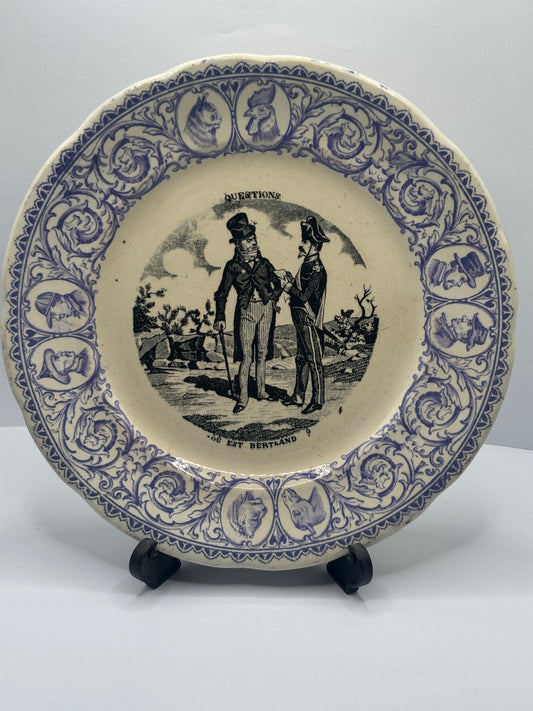 Antique french porcelain plate, mid 19th century