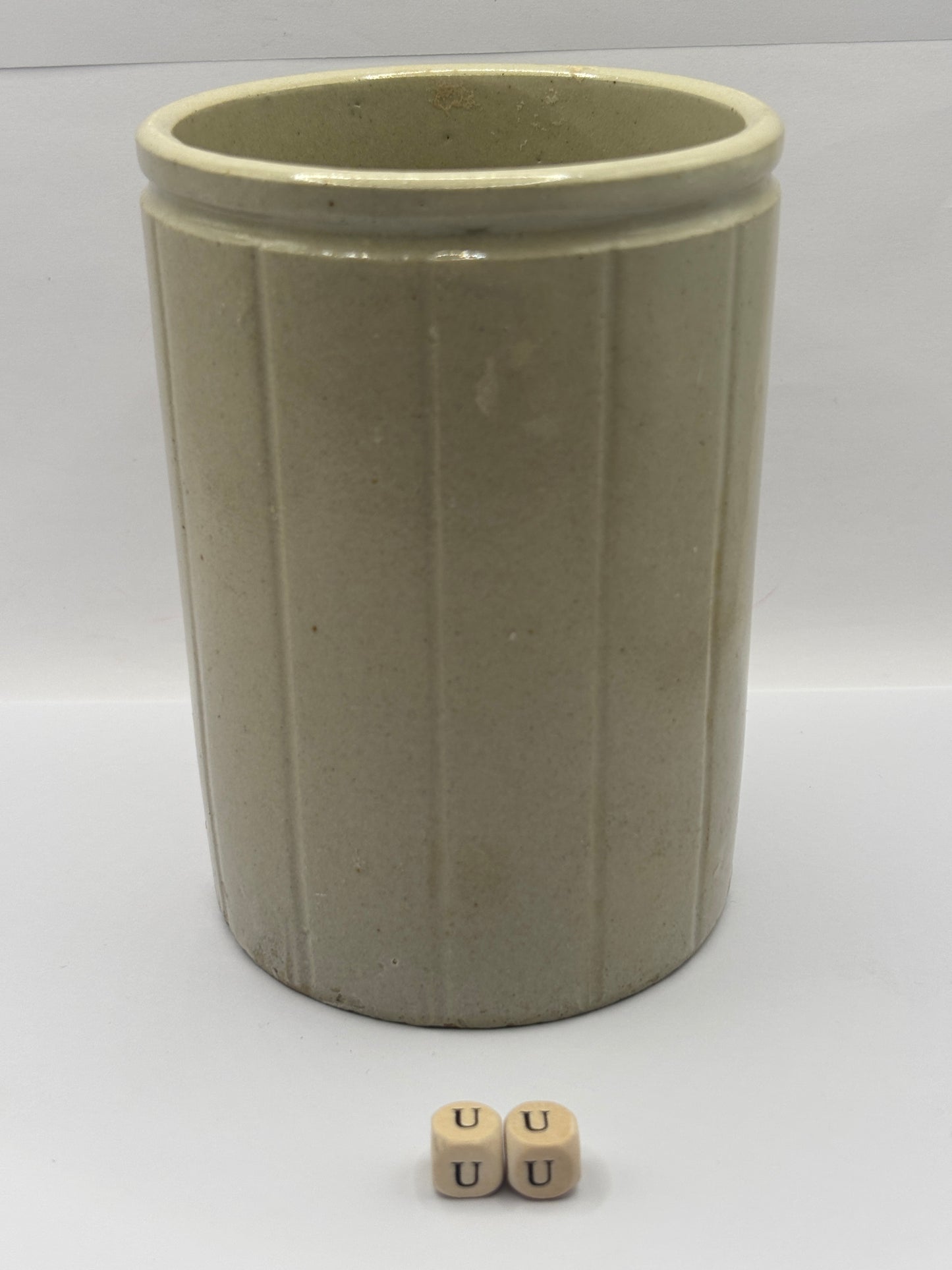 Old 2lb ribbed stoneware jam pot (UU) cooperative wholesale society