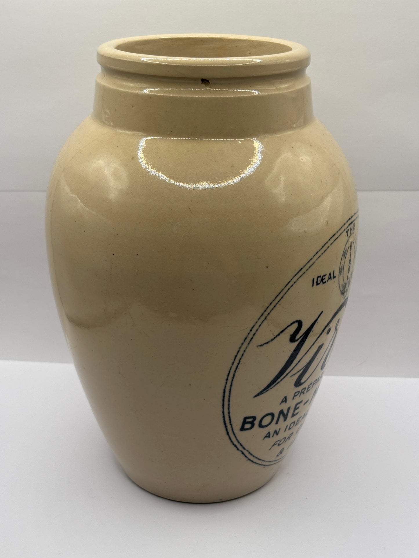 Old large 9 inch stoneware advertising Virol jar