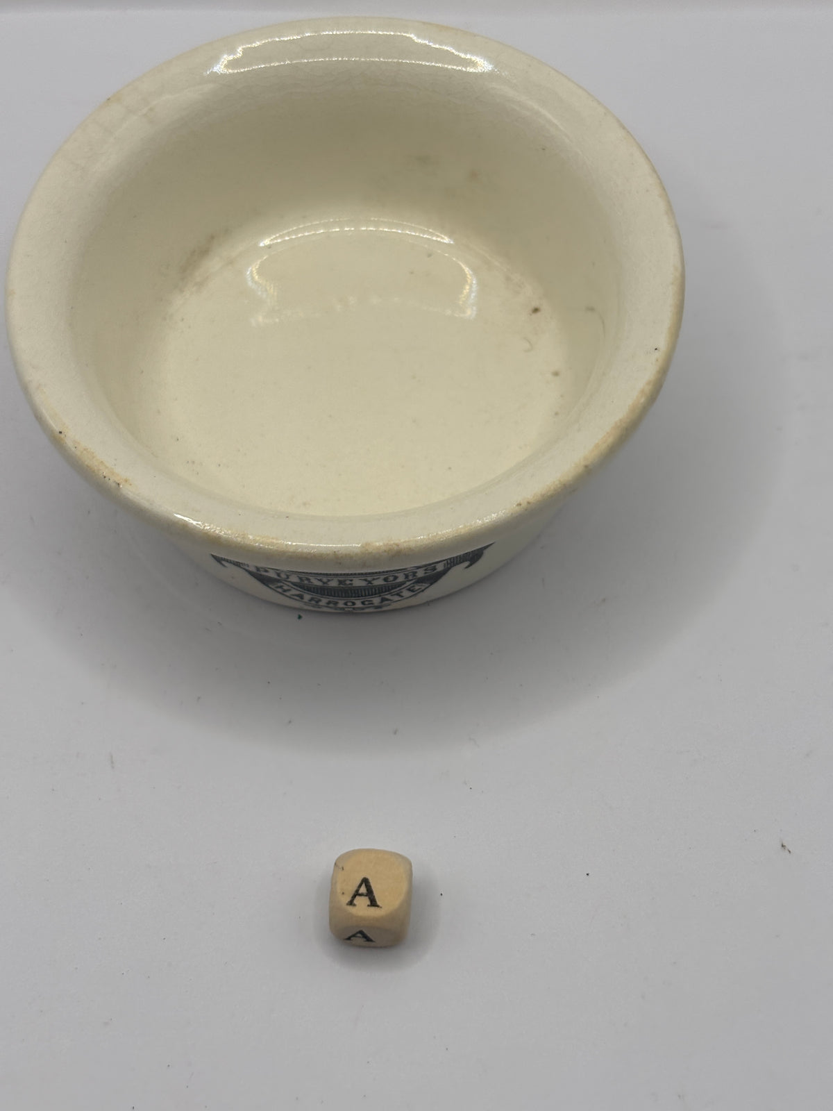 Old advertising meat paste pot, J.Hunter & son Purveyors Harrogate (a)