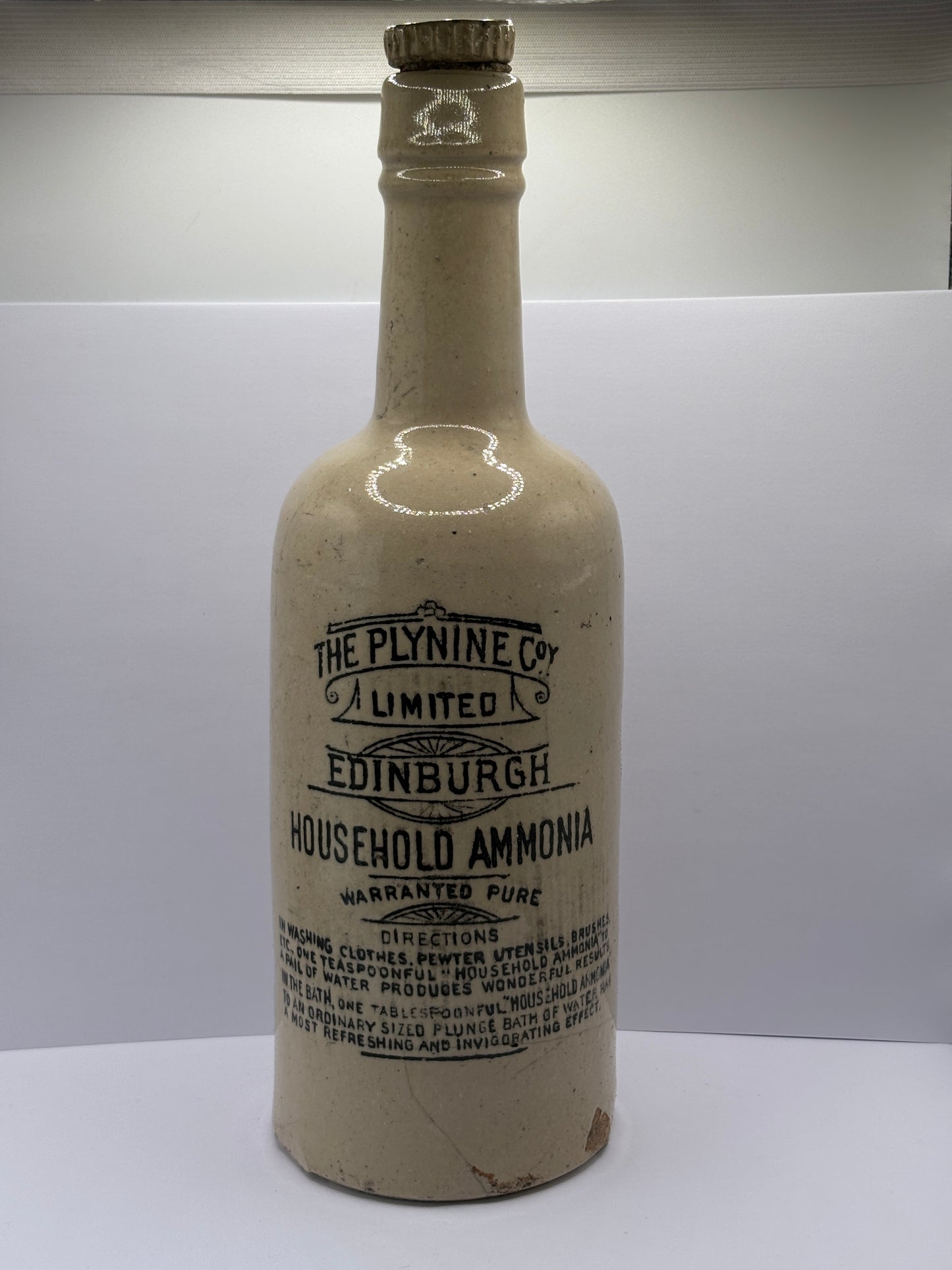Old White stoneware plynine ammonia bottle
