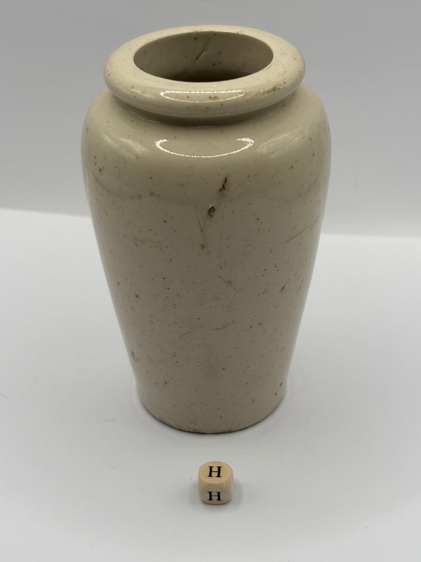 Old advertising cream pot, Rich preserved cream, Stranraer. Milk maid (H) damaged