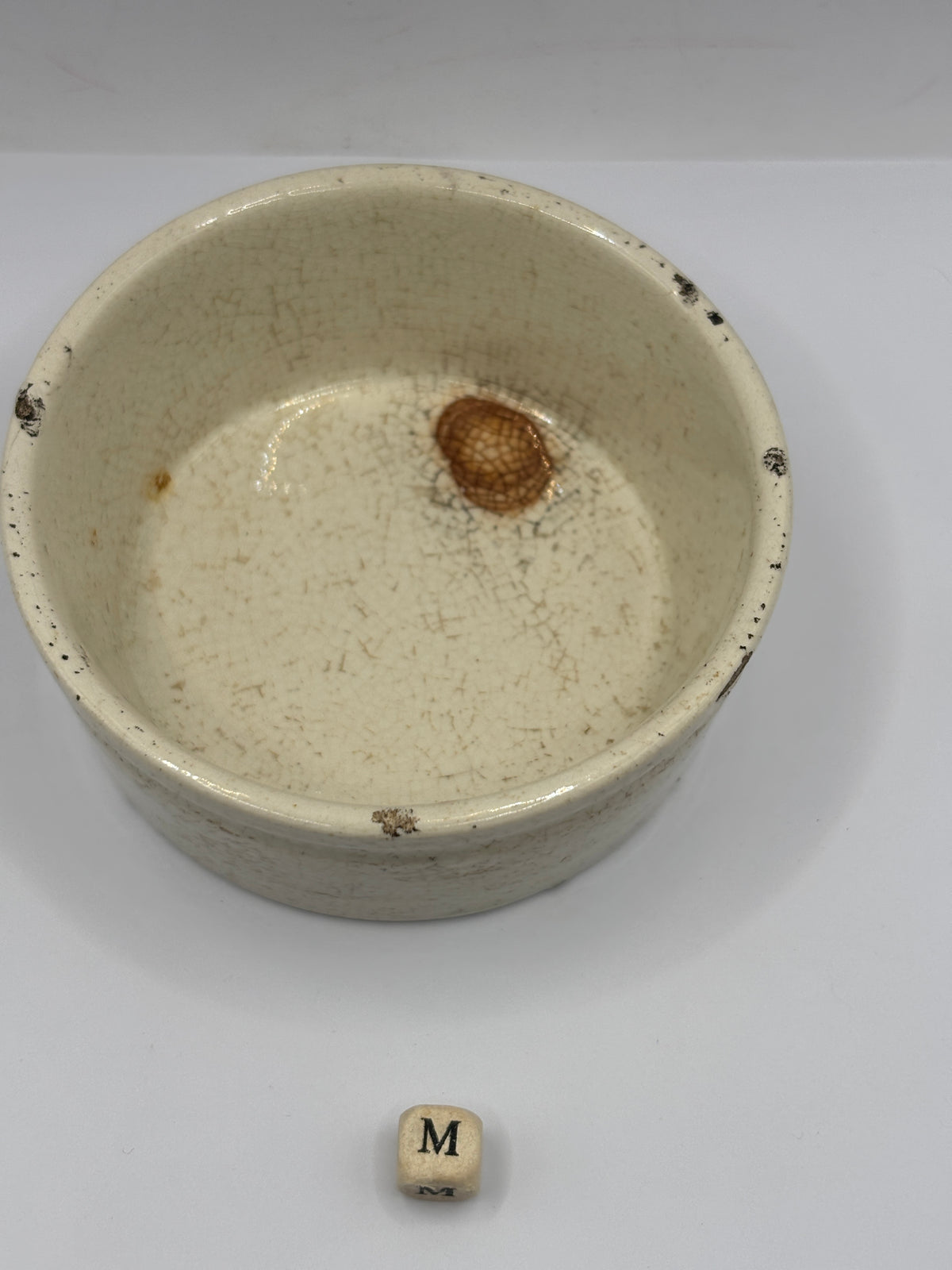 Old plain stoneware meat paste pot. Potted meat (m)