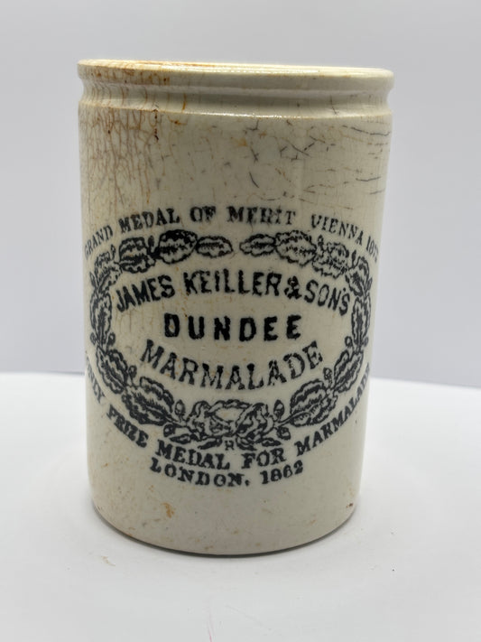Old 1lb James Keiller Dundee marmalade jar. Hairline