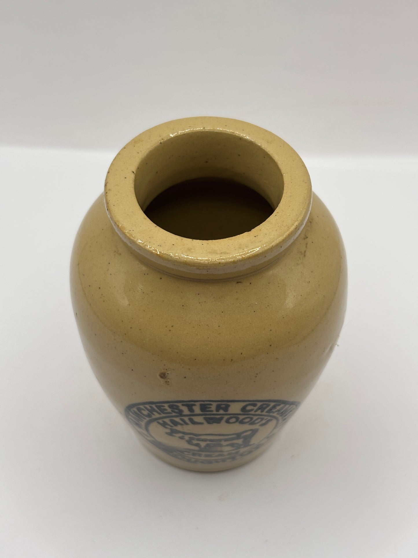 Old Manchester advertising cream pot, Manchester creamery Hailwoods cream