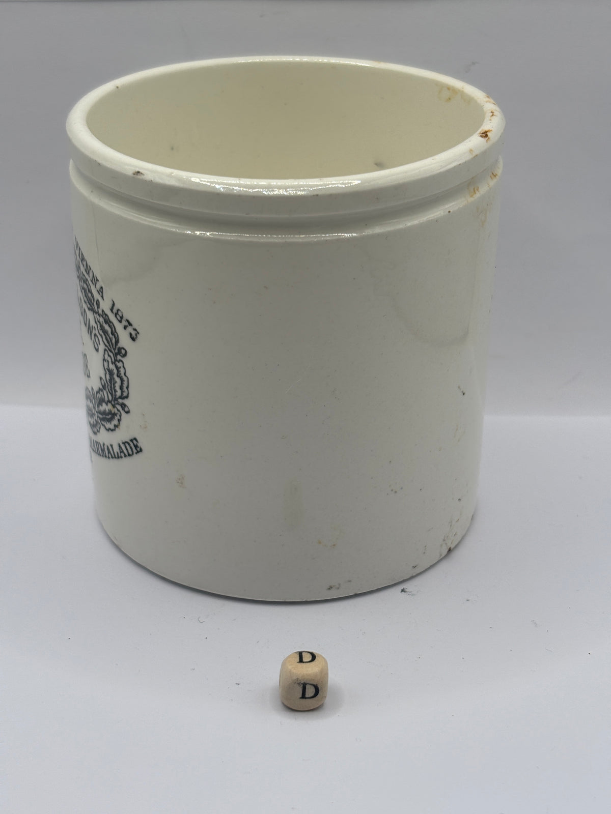 Old 2lb stoneware marmalade pot, James Keiller Dundee marmalade (D)