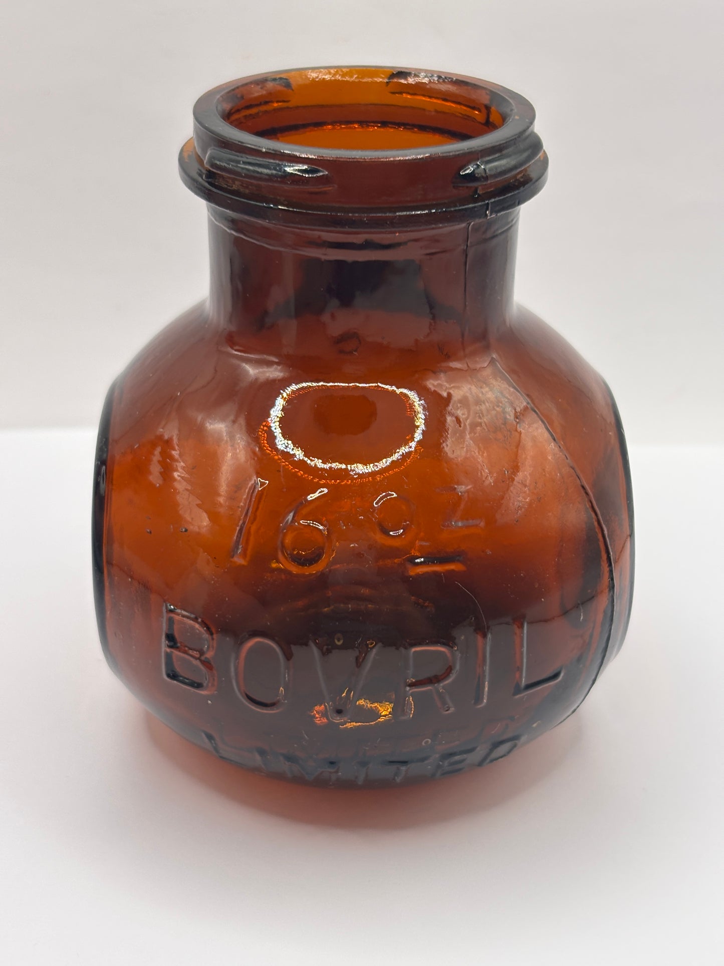 old amber glass bovril bottle 16oz