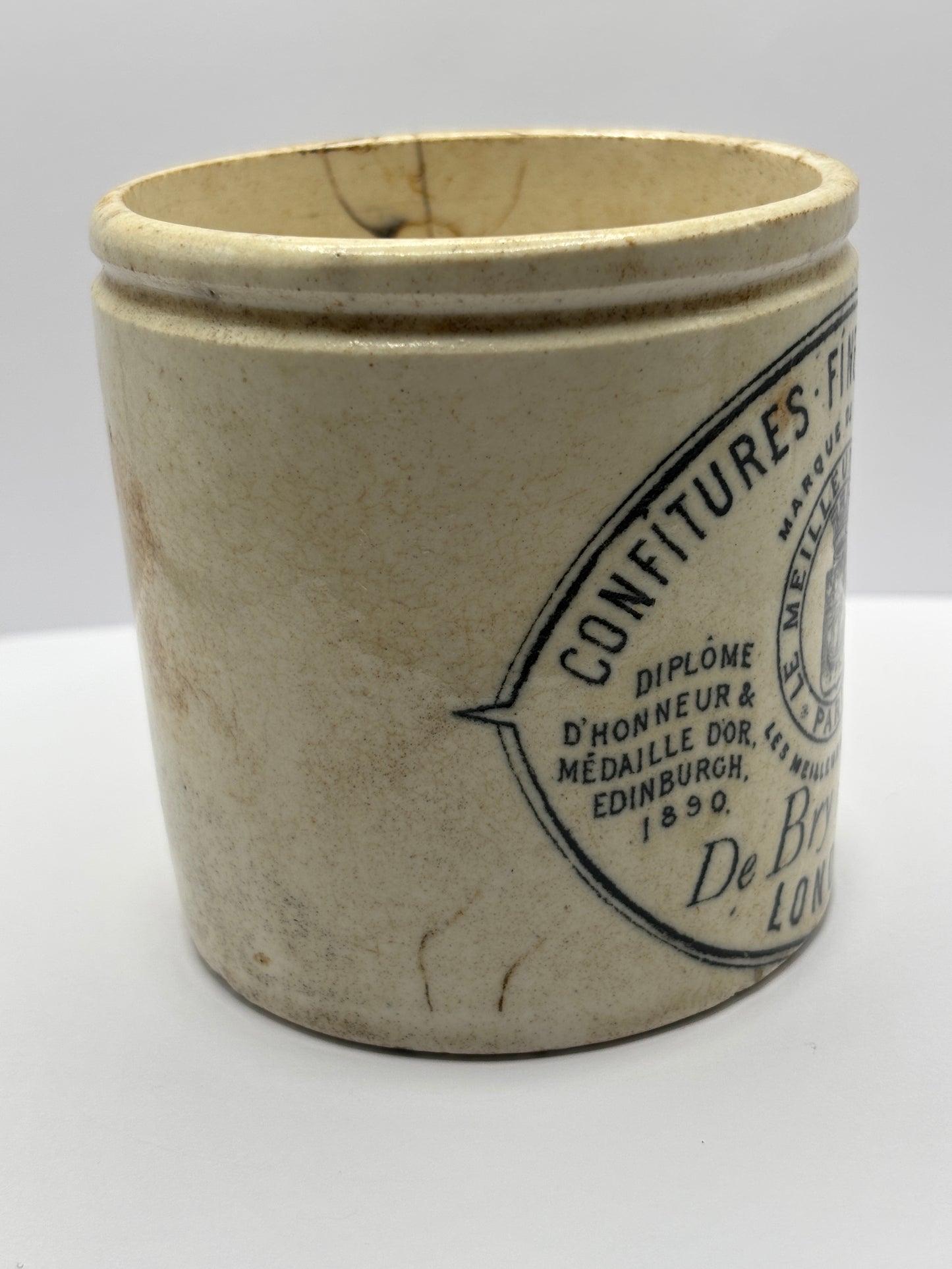 Rare old french marmalade jar, confitures fines parisiennes