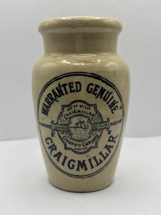 White stoneware advertising cream pot, craigmillar