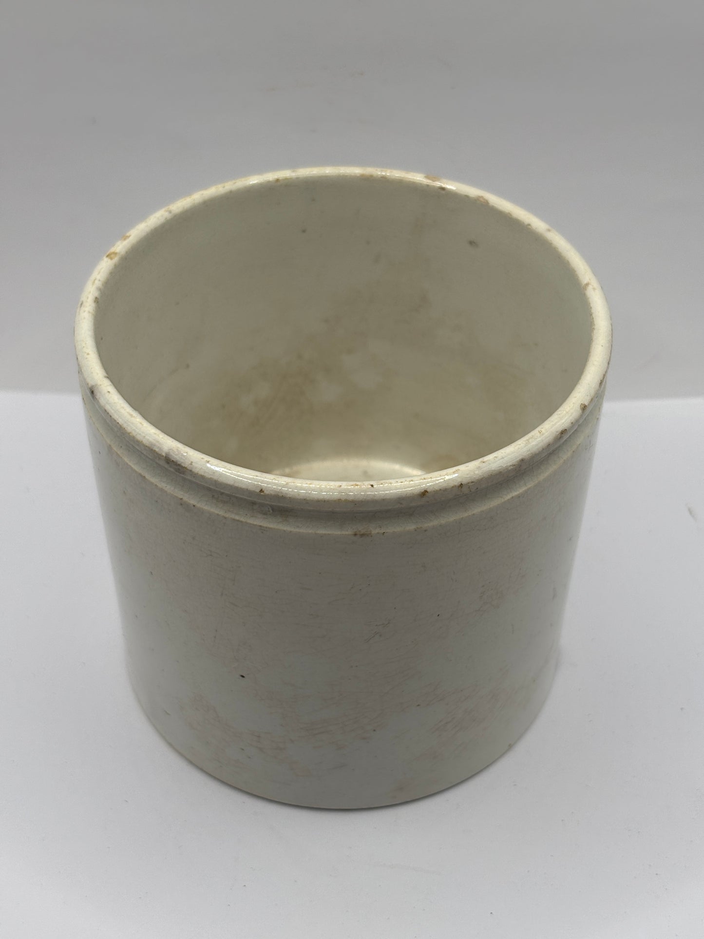 Old white stoneware marmalade jar