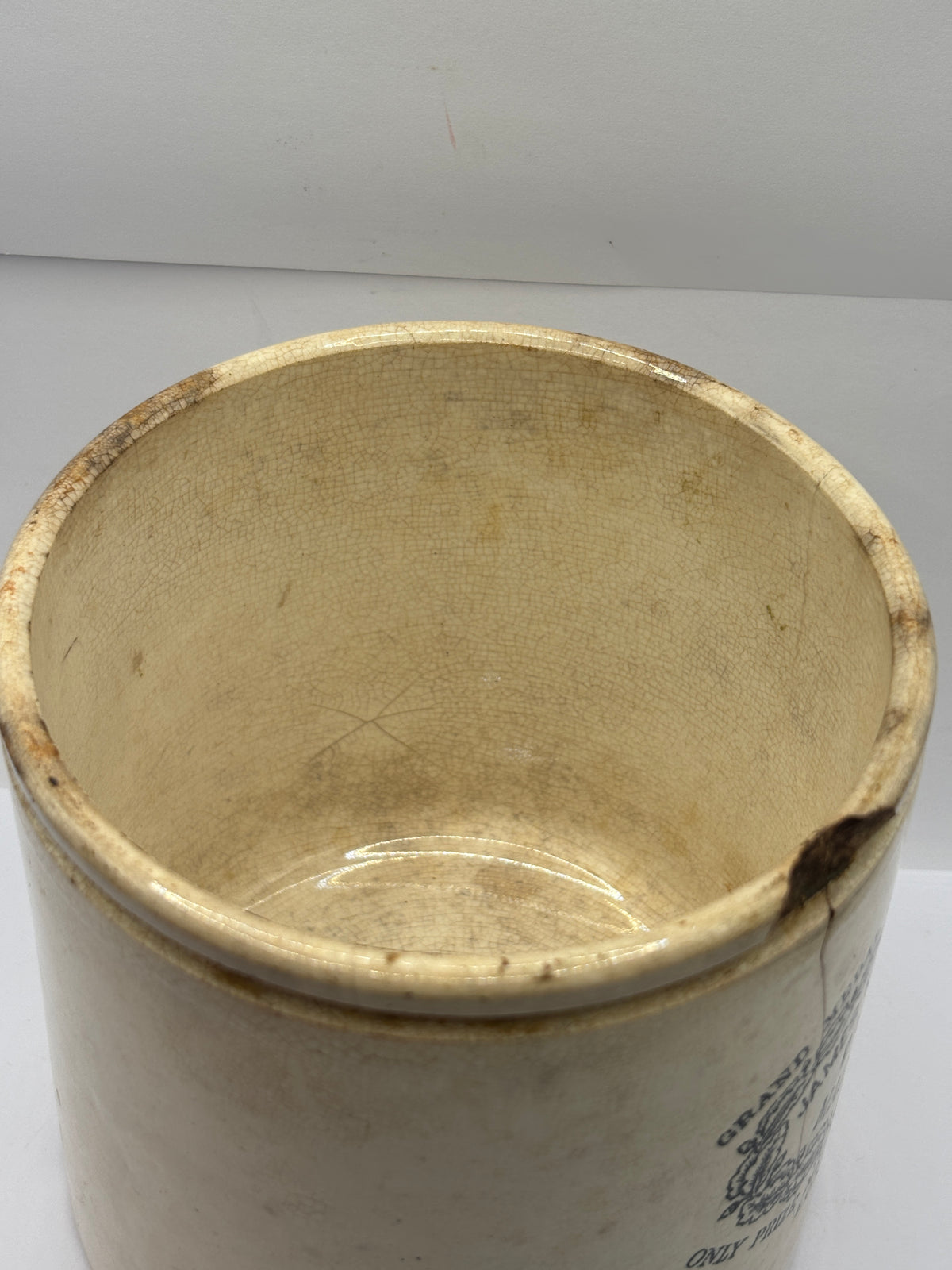 Huge Rare 4lb stoneware marmalade pot, James Keiller Dundee marmalade. Damaged